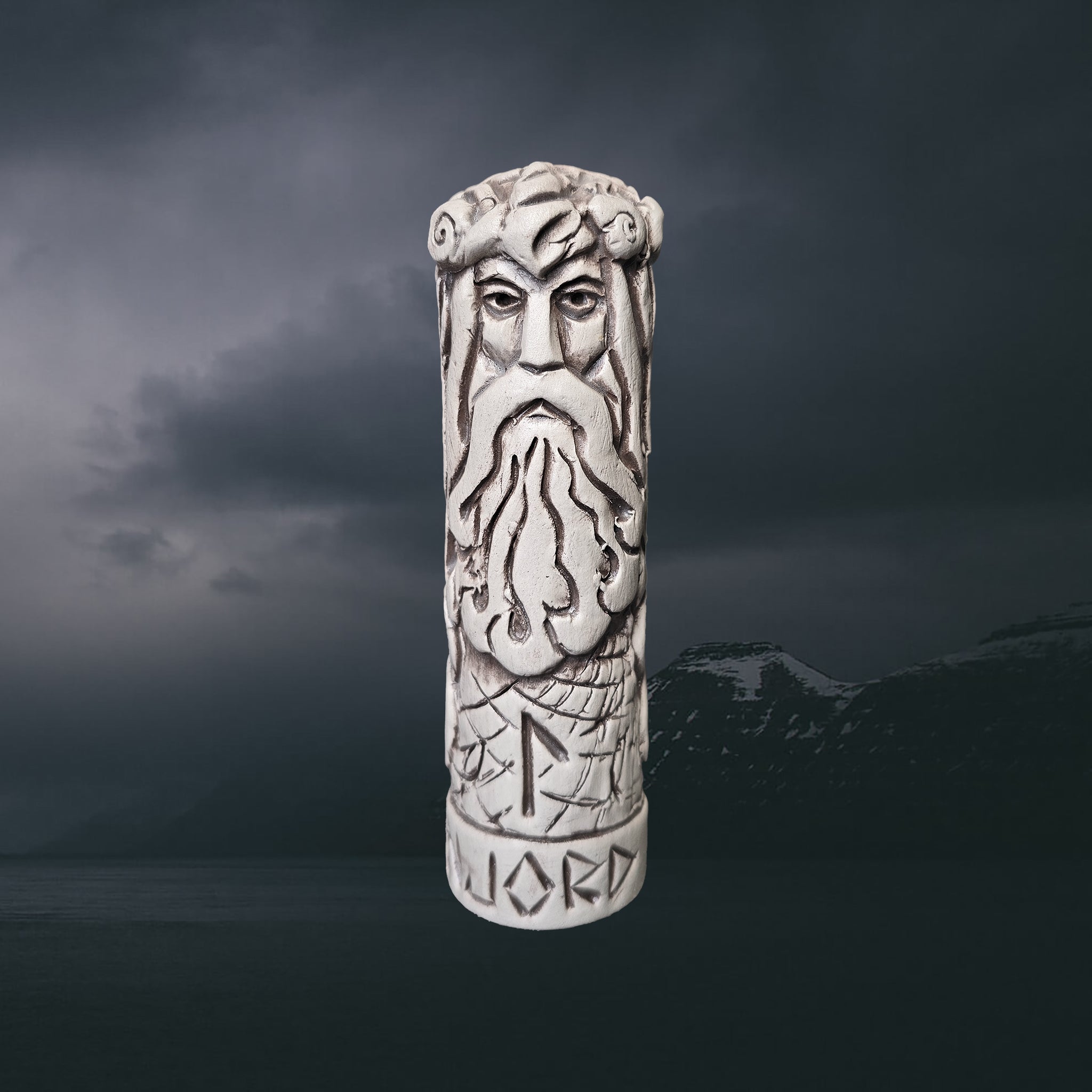 Hand-Crafted Ceramic Norse God Njord Statuette