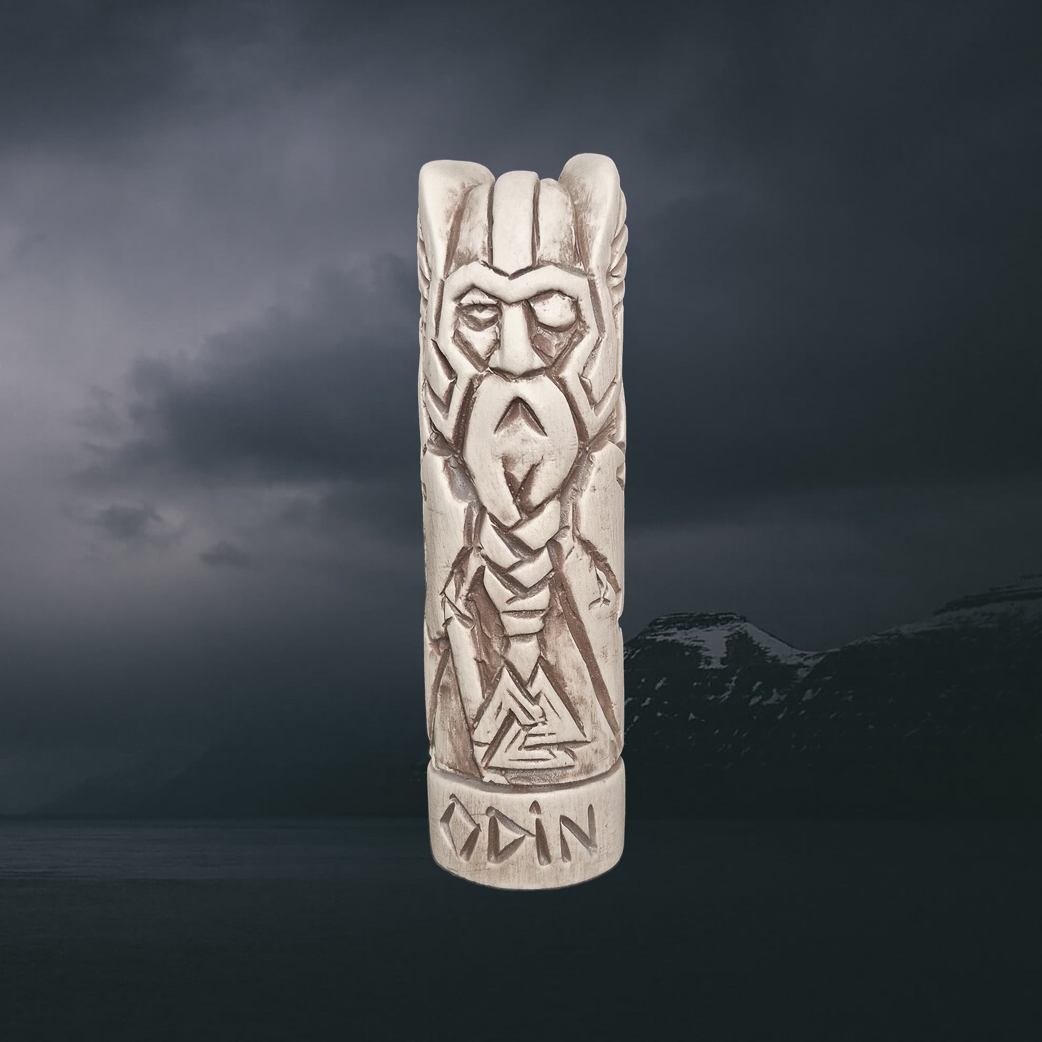 Statuette of the Norse God Odin the Warrior in Hand-Crafted Clay