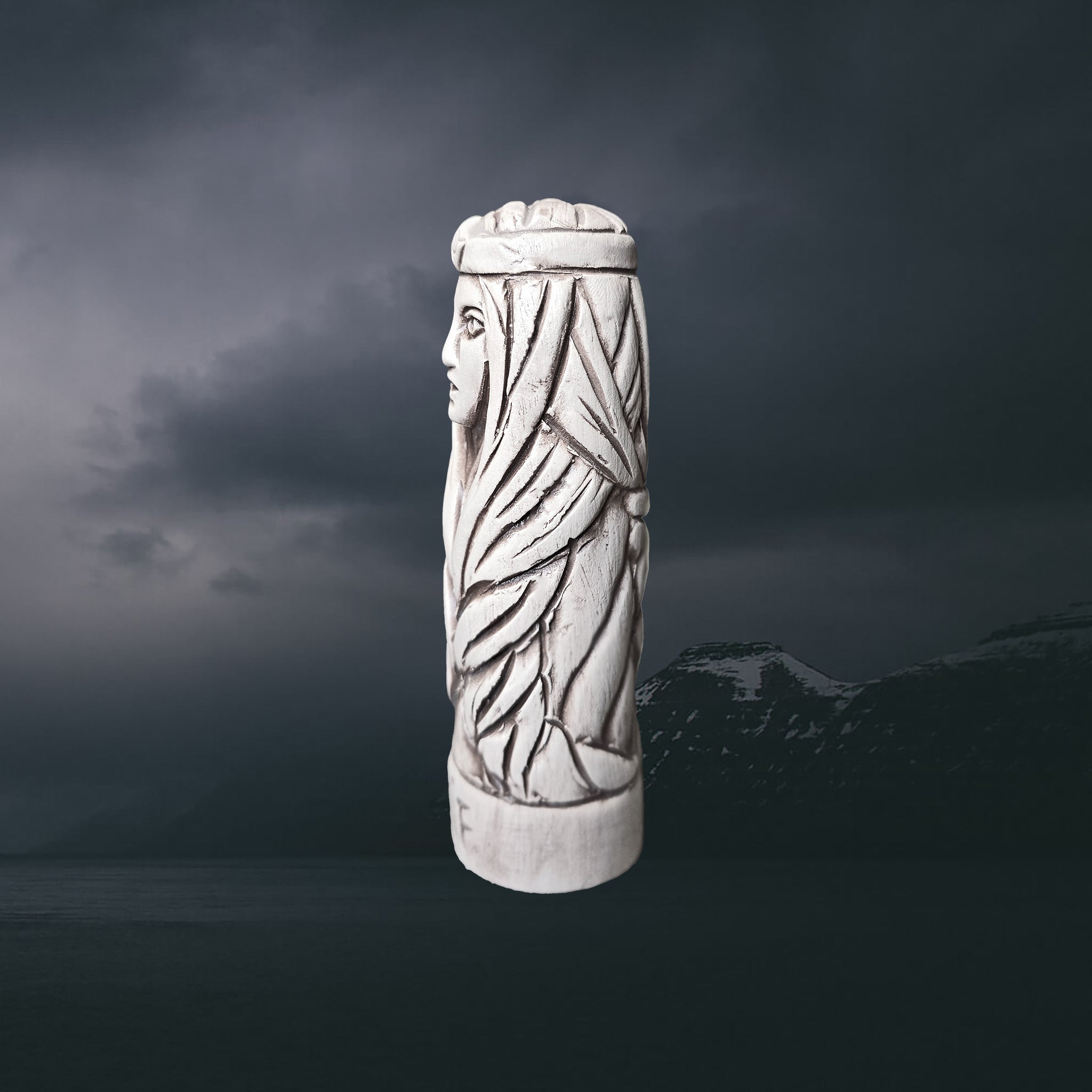 Hand-Crafted Ceramic Norse Goddess Sif Statuette - Left Side View