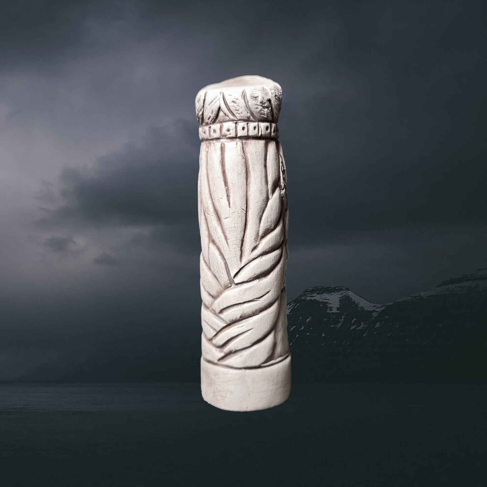 Statuette of the Norse Goddess Frigg in Hand-Crafted Clay - Back View