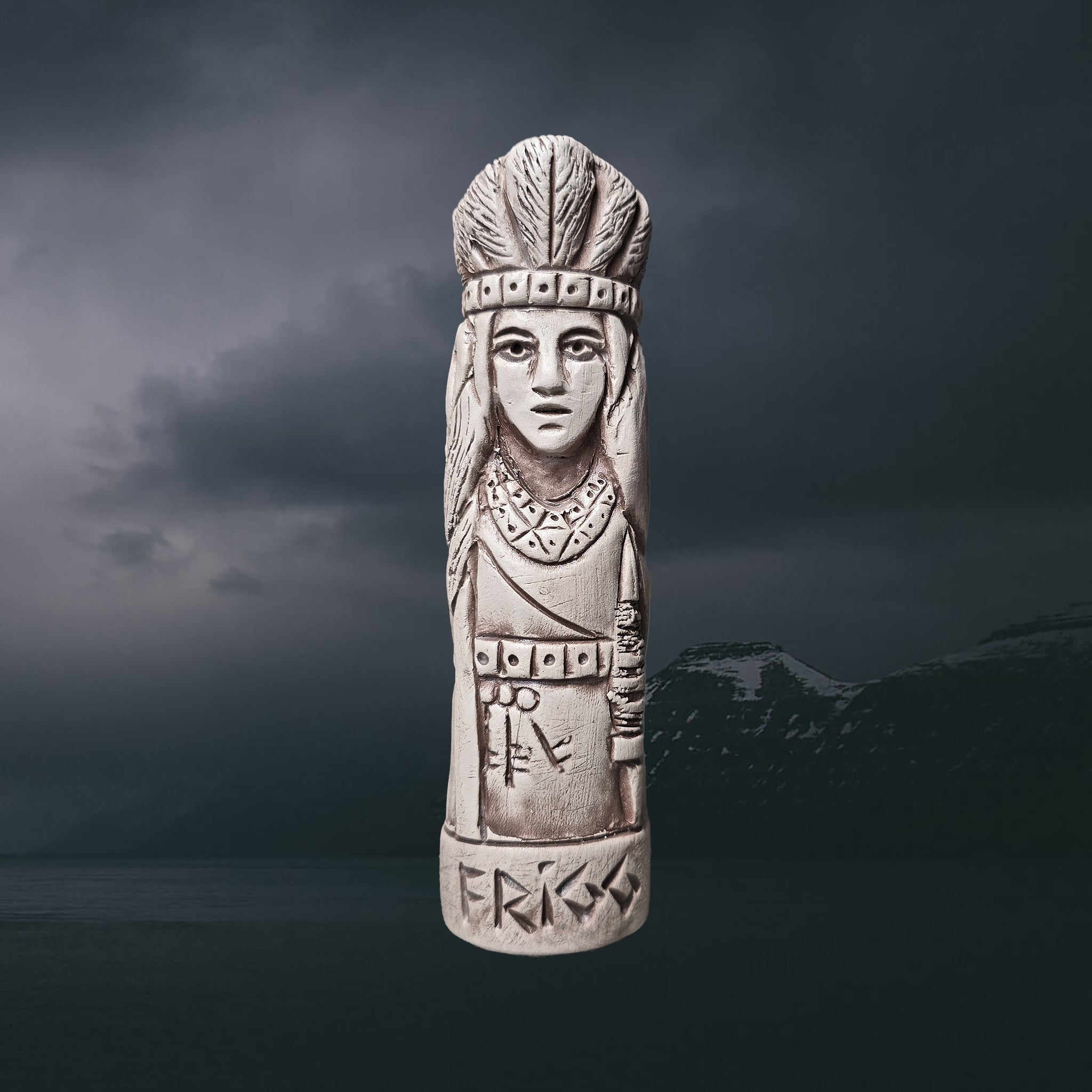 Statuette of the Norse Goddess Frigg in Hand-Crafted Clay