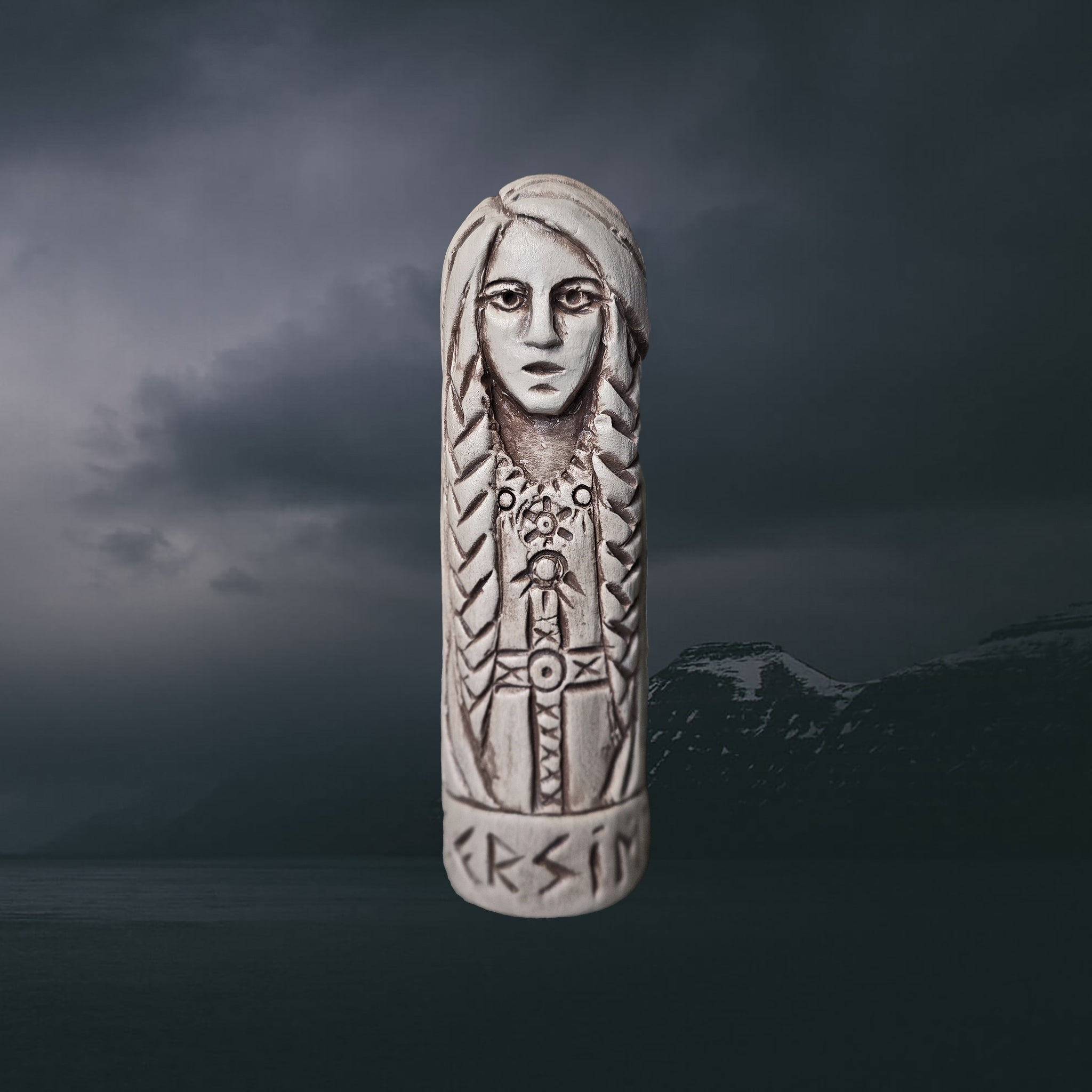 Statuette of the Norse Goddess Gersimi (Gersemi) in Hand-Crafted Clay