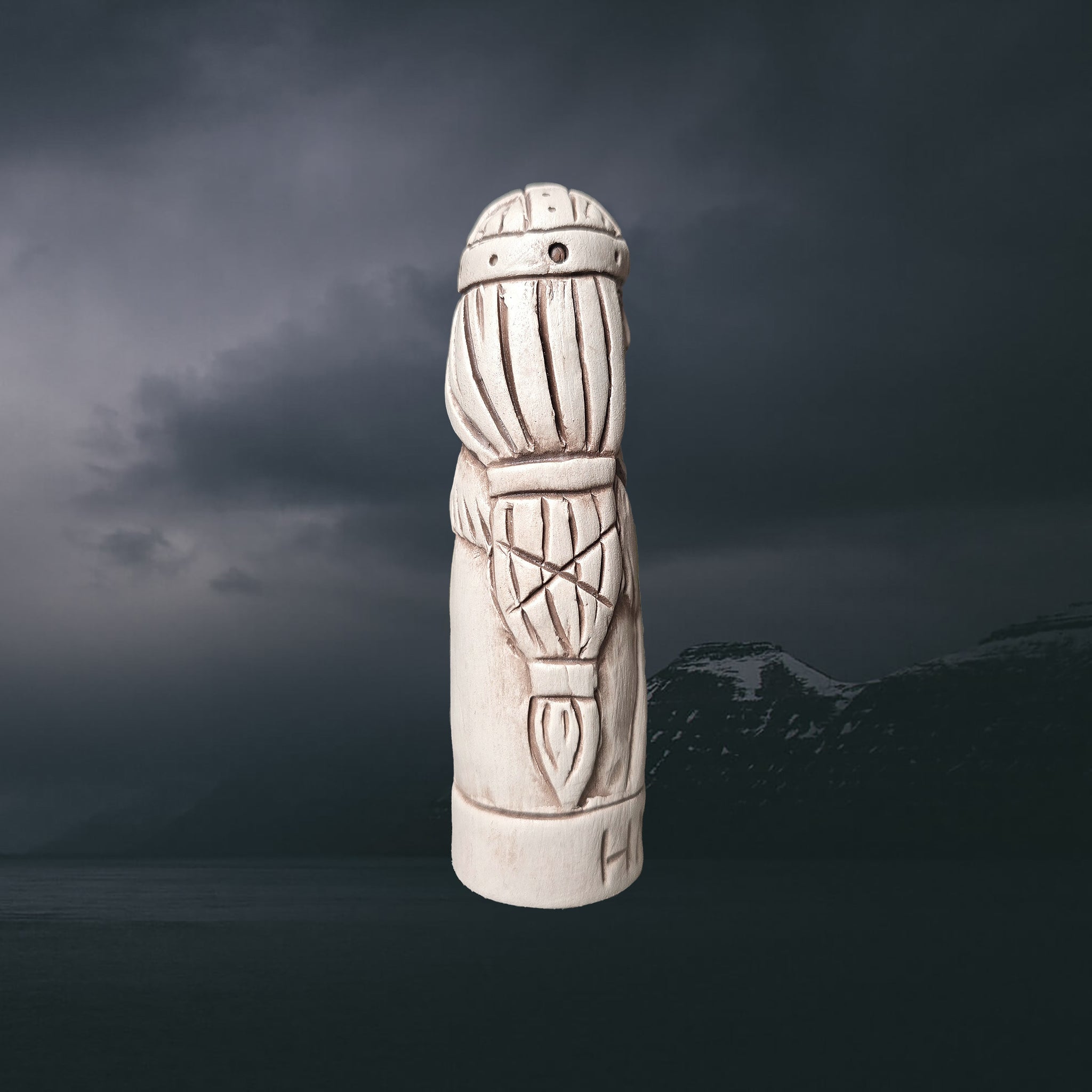 Statuette of the Norse Goddess Hnoss in Hand-Crafted Clay - Right Side View