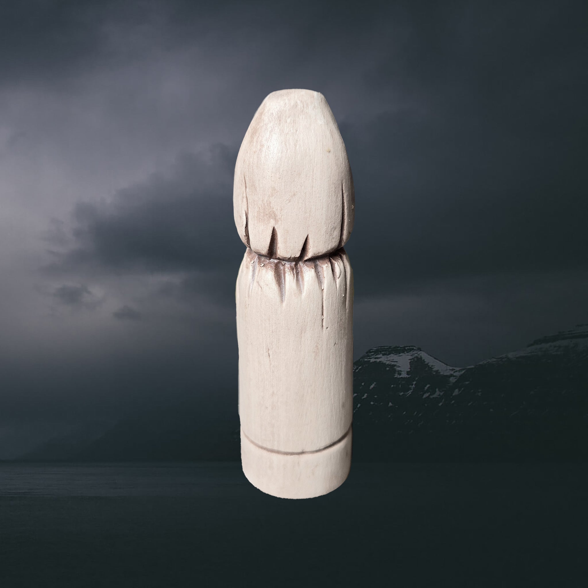 Hand-Crafted Ceramic Norse Goddess Vör Statuette - Back View