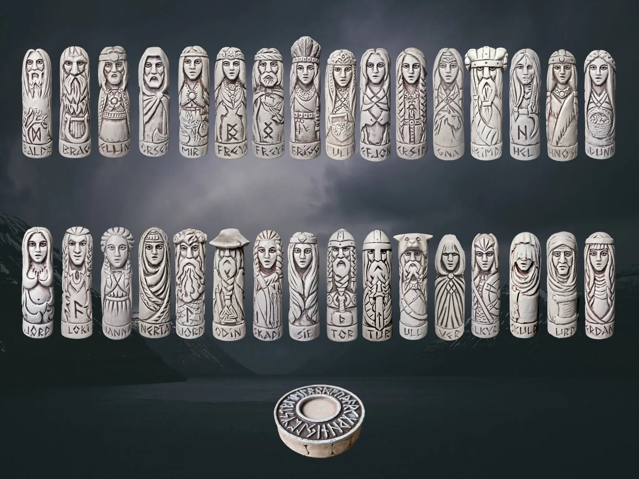 Hand-Crafted Ceramic Ultimate Norse Gods Collection with Runic Altar