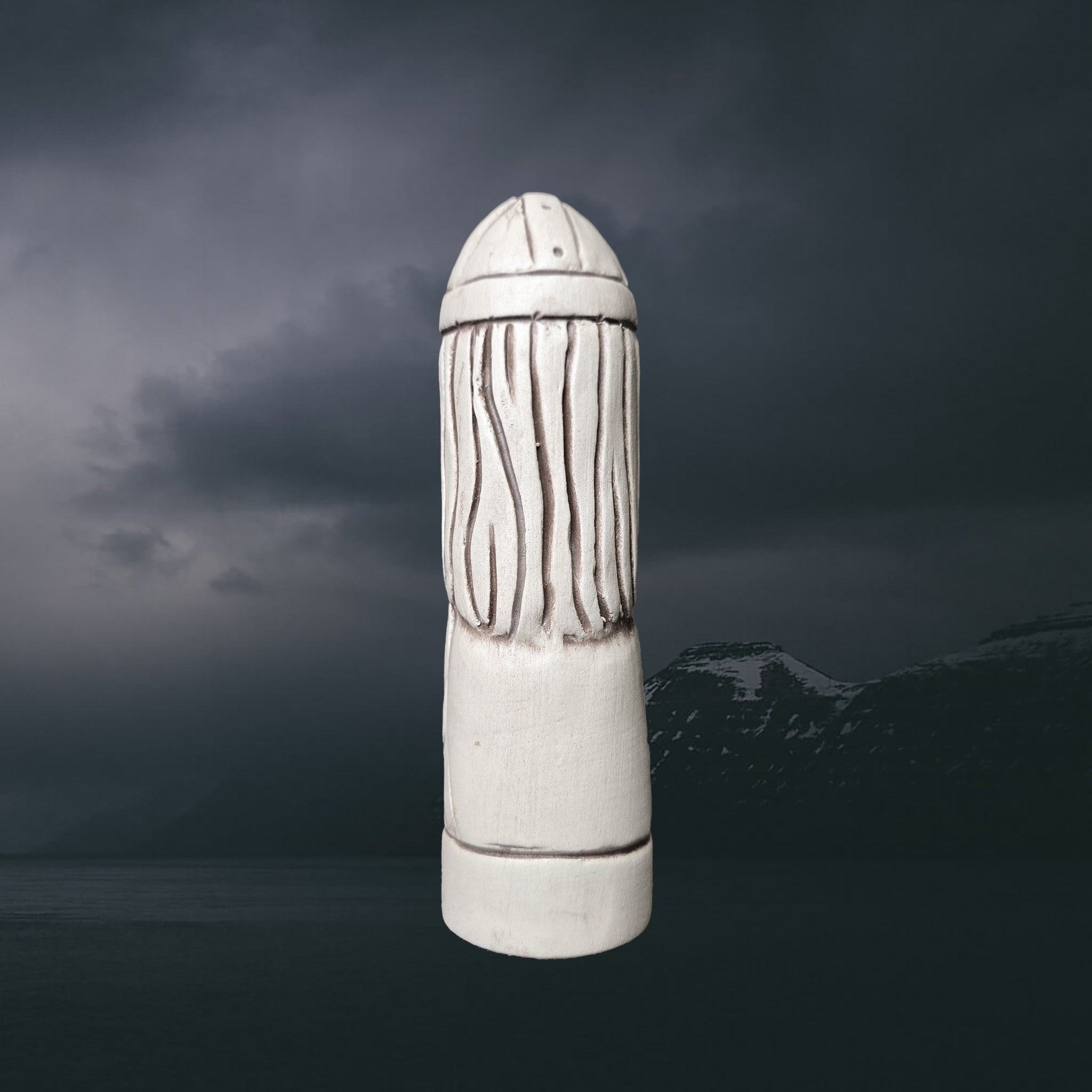 Hand-Crafted Ceramic Norse God Tyr Statuette - Back View