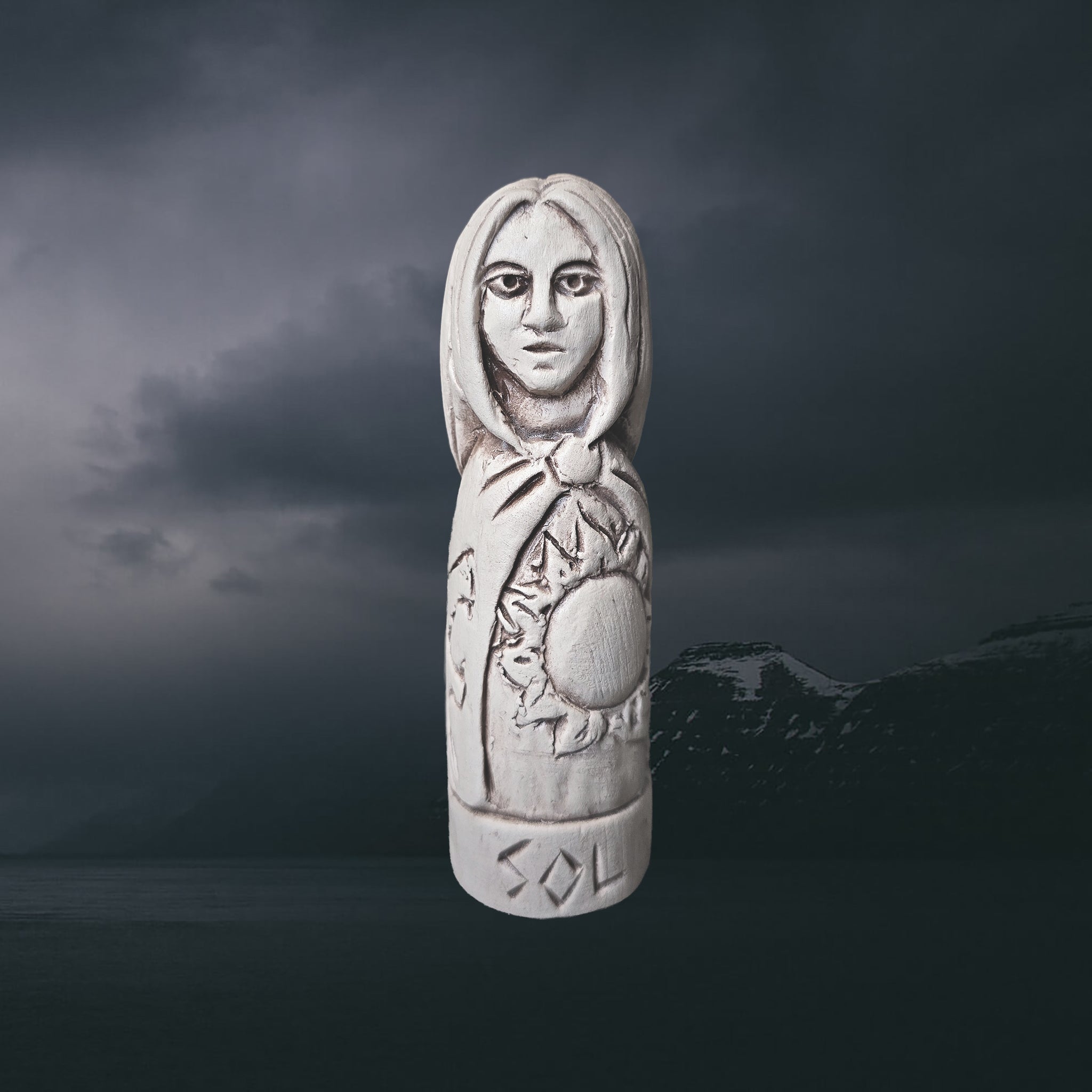 Statuette of the Norse Goddess Sol in Hand-Crafted Clay