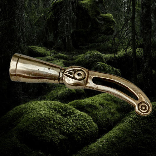 Large Bronze Raven Viking Drinking Horn Finial