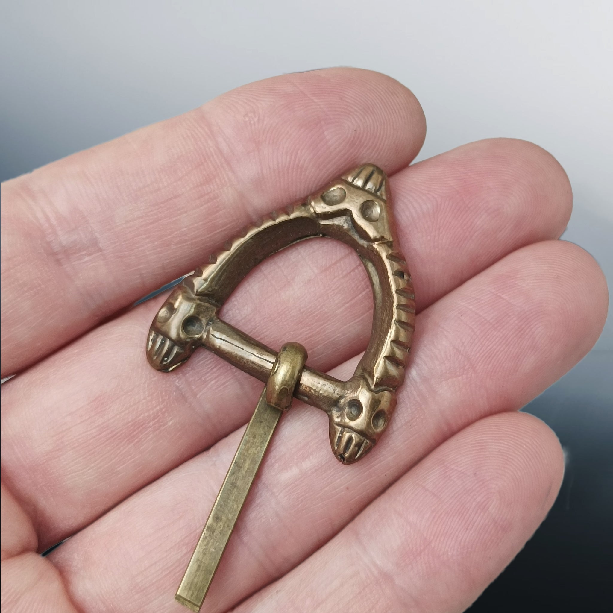 9th - 11th Century Viking / Saxon Bronze Buckle from Old Sarum in Hand with Open Pin