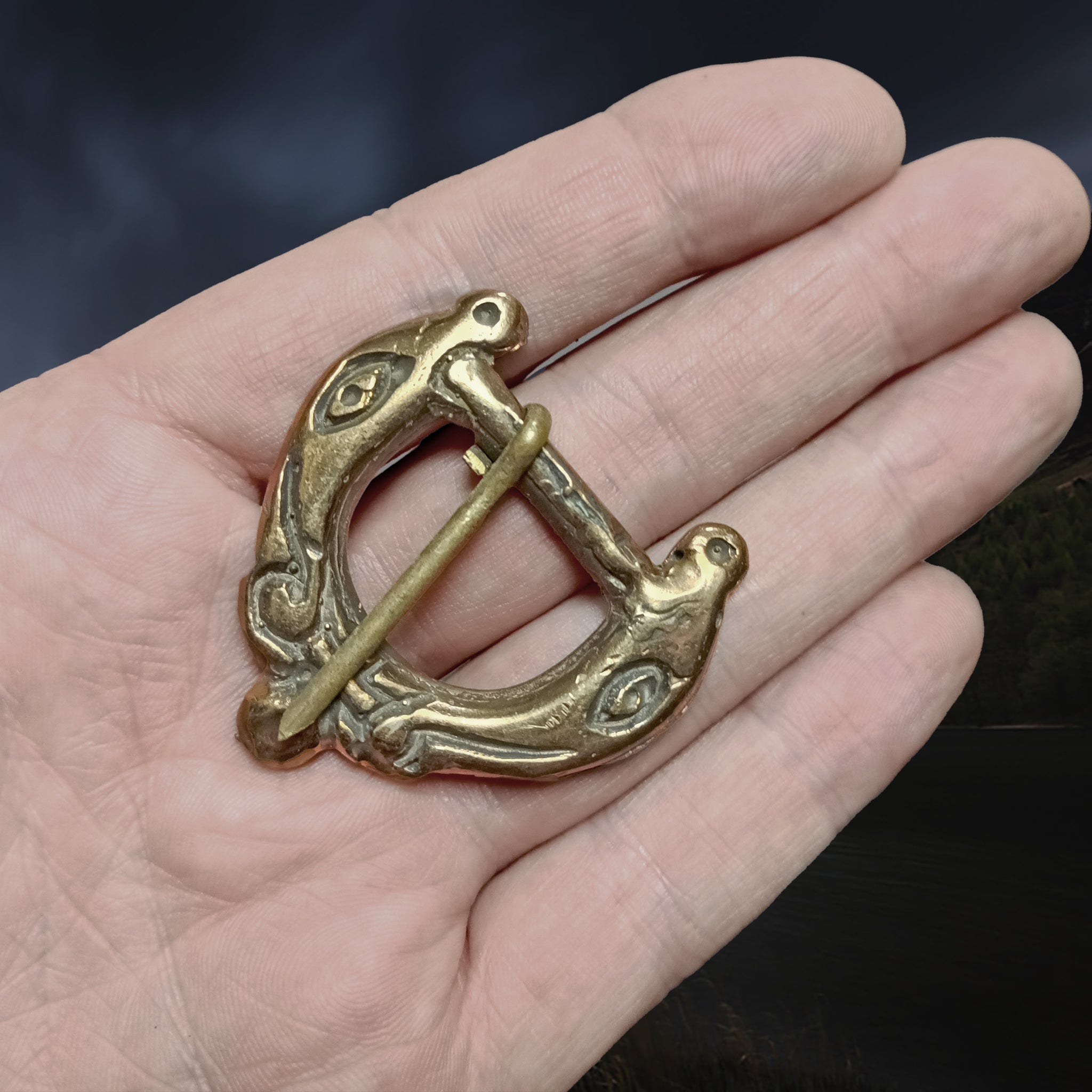 Bronze Replica Viking Buckle from Liverpool on Hand