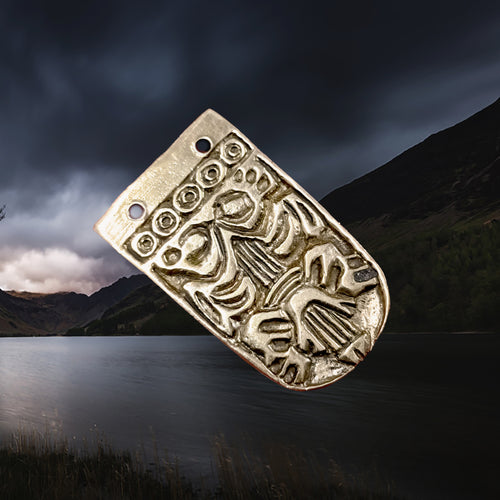 Replica Viking Strap End, 9 - 10th century in Borre Style, based on a find from Aldeby, Norfolk, England, UK