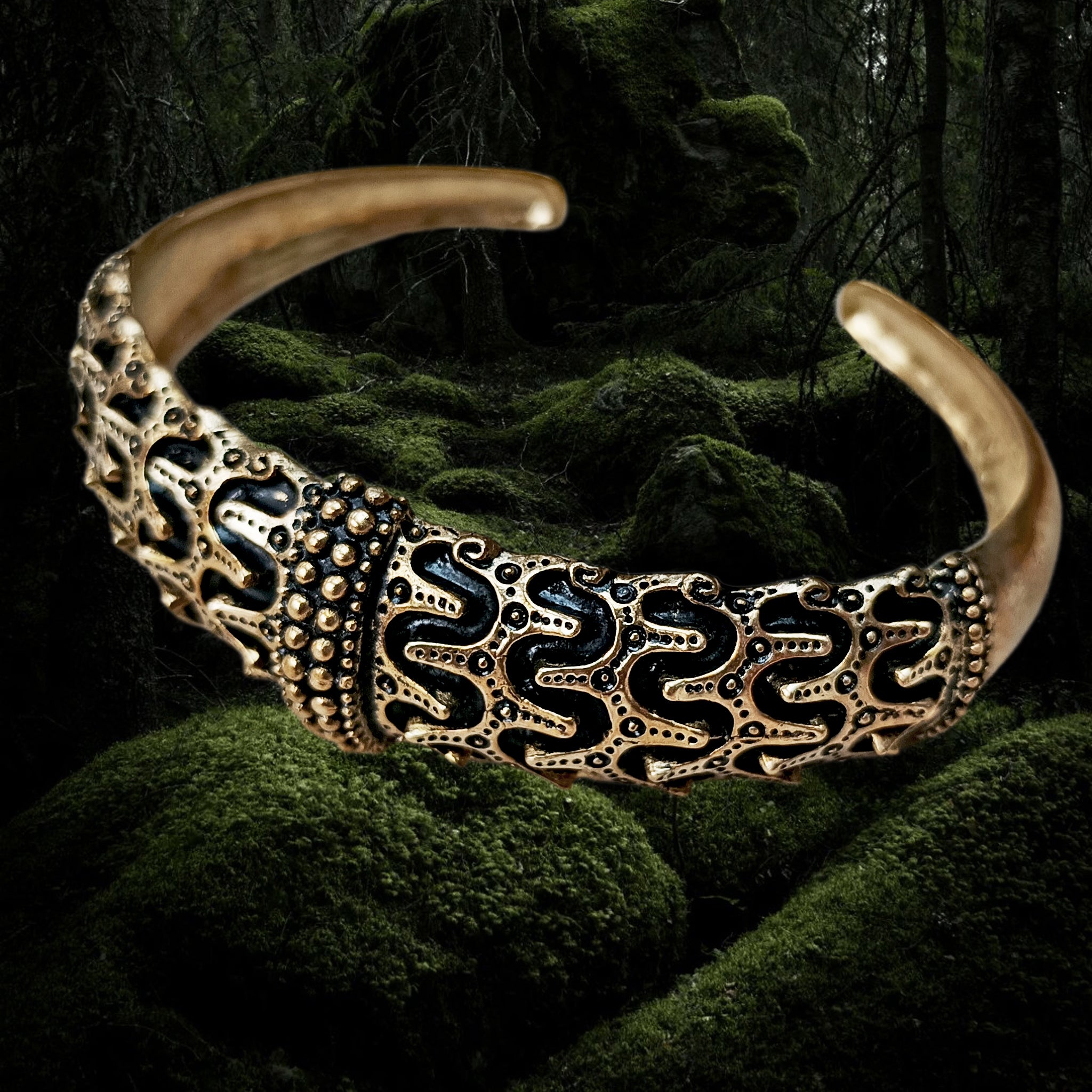 Bronze Replica Viking Bracelet / Arm Ring from Falster - Angle View