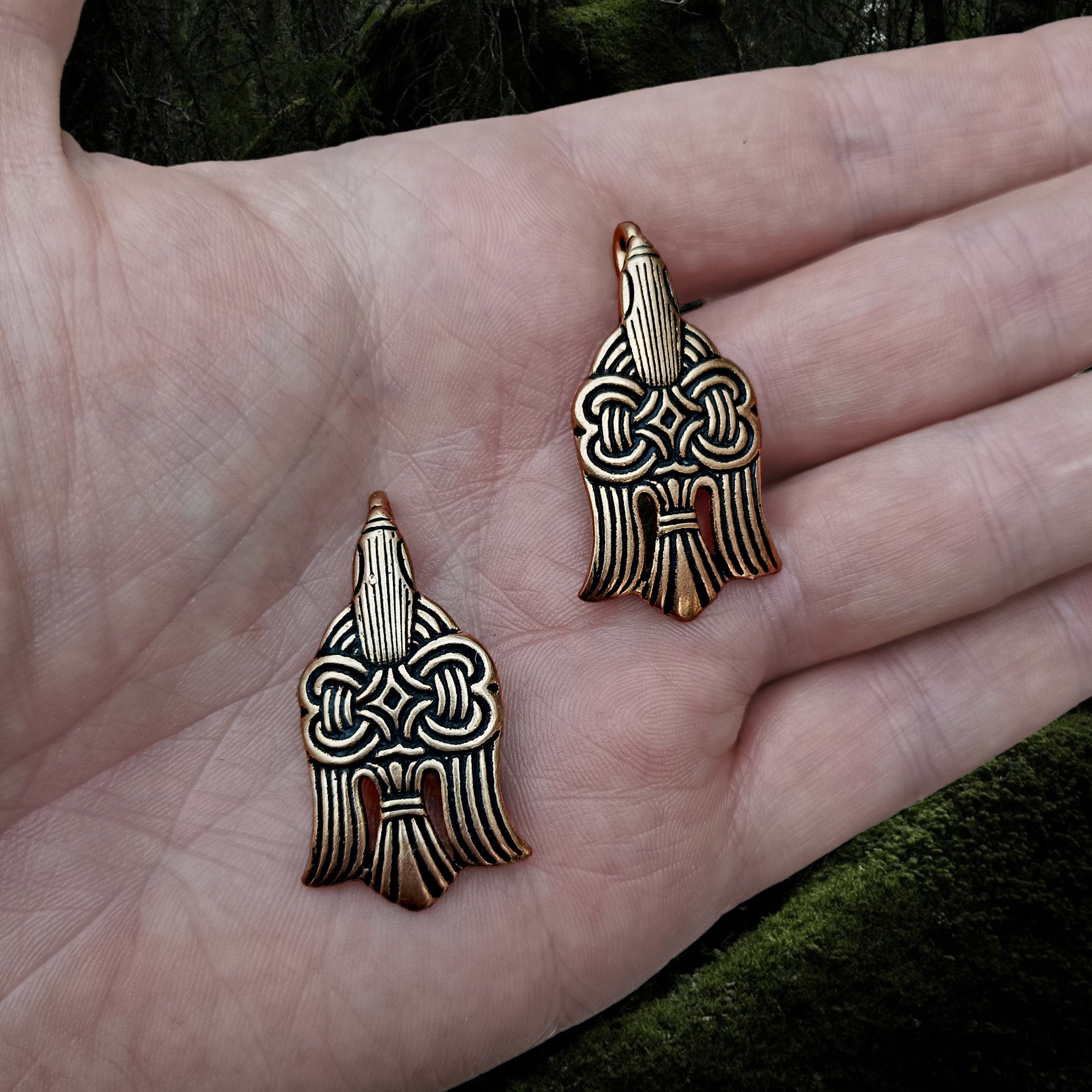 Bronze Raven Viking Leg Wrap Hooks - Pair - On Hand