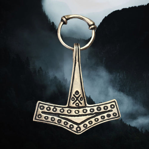 Bronze Rømersdal Replica Thors Hammer Pendant with Top Ring