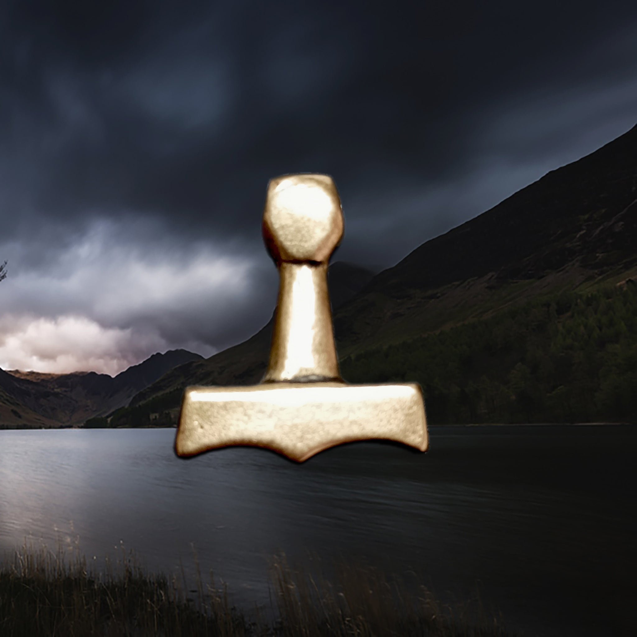 Small Bronze Replica Viking Thor's Hammer Pendant from the Island of Sejerø, Denmark