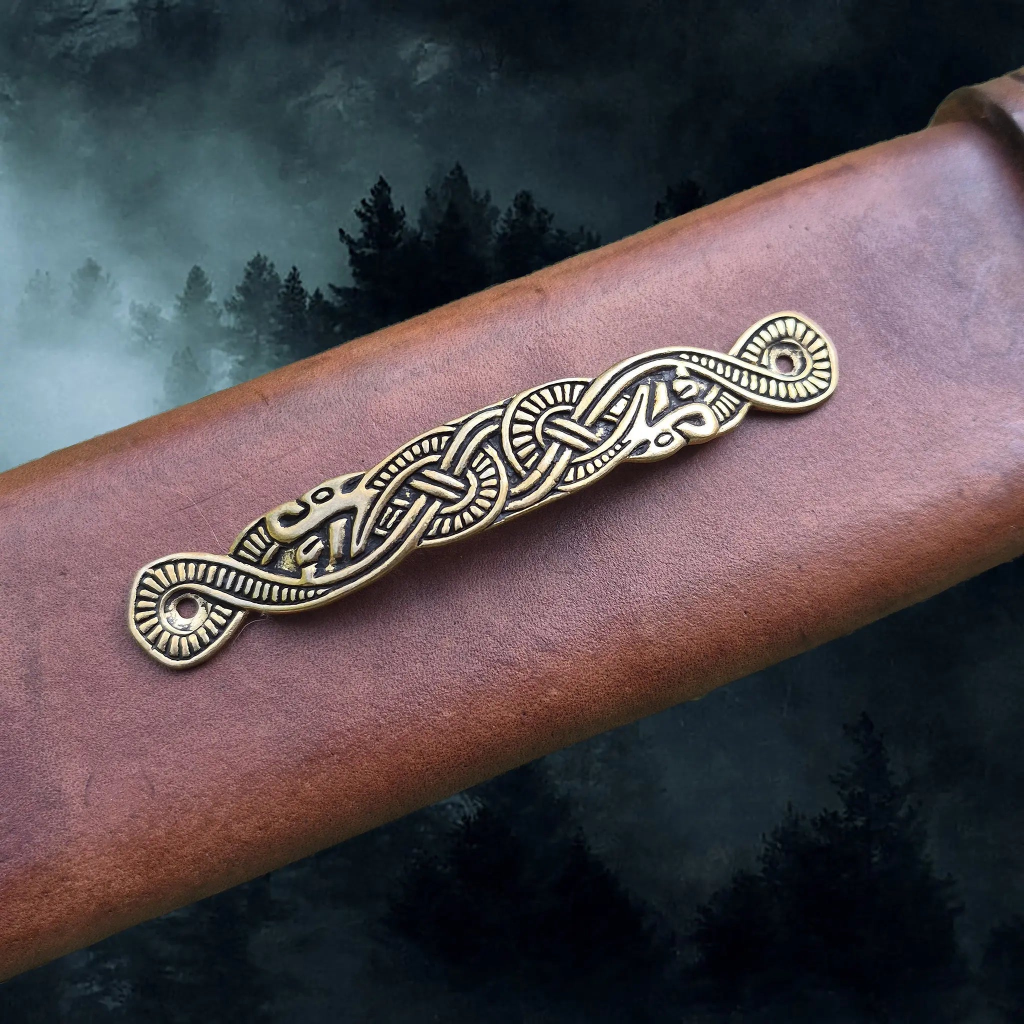 Viking Age Replica Scabbard Bridge Mount with Serpent Design