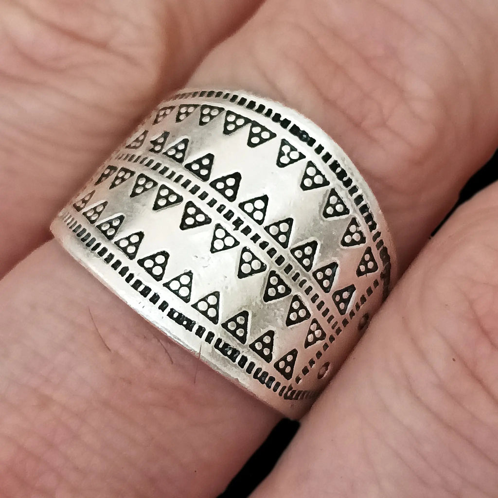 Viking Age Replica - Silver Plated Replica Embossed Ring from Rone