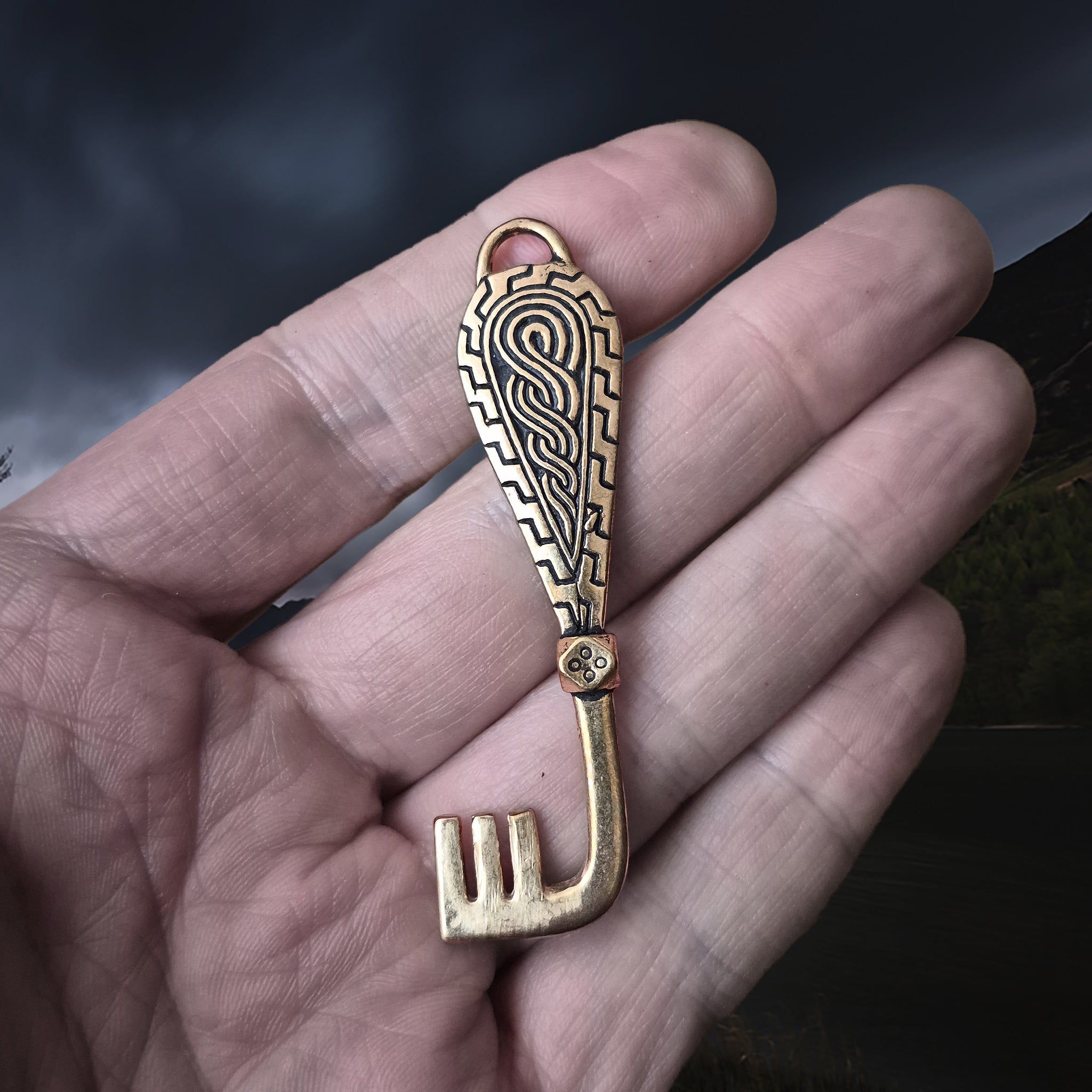 Viking Age Grave Find Replica Bronze Viking Casket Key Pendant on Hand