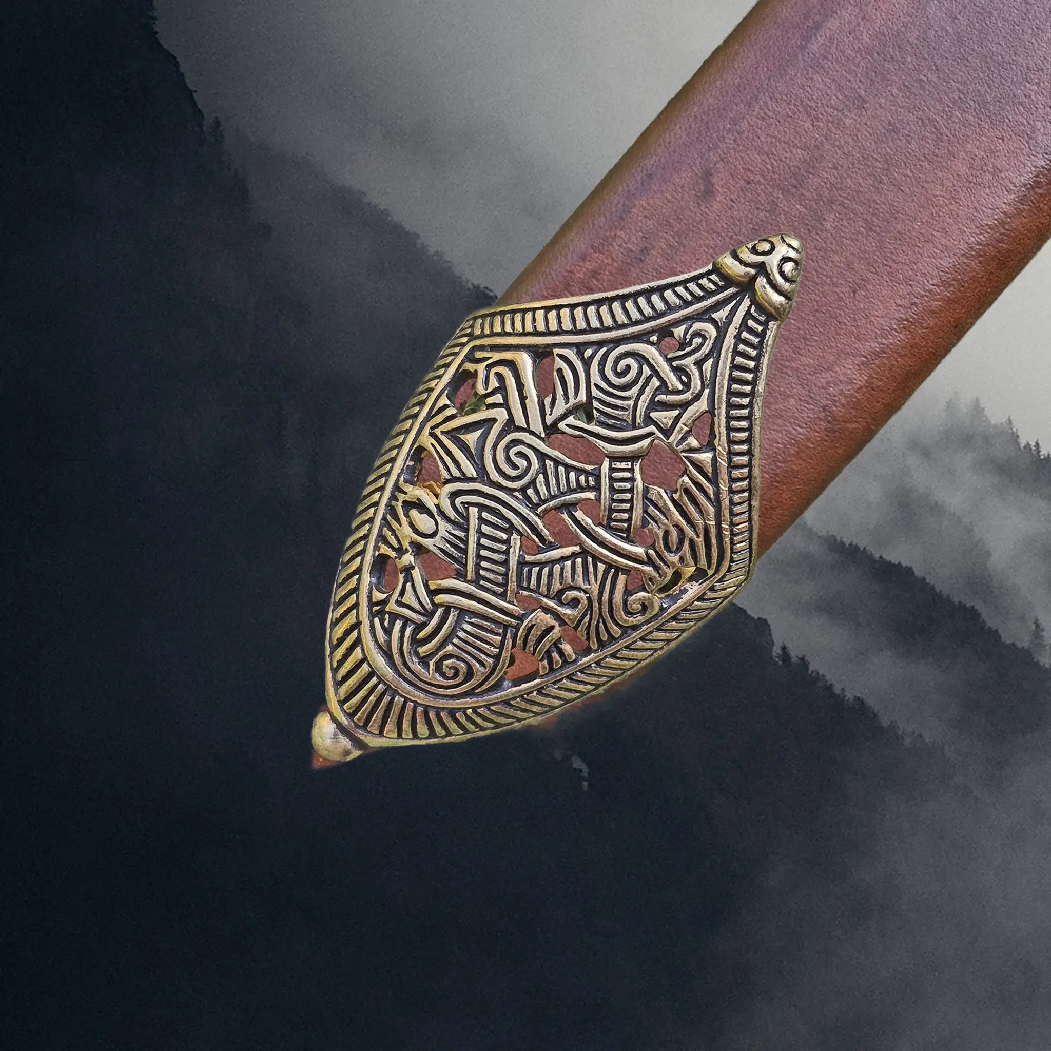 Viking Age Replica Bronze Jelling Style Wolf Scabbard Chape