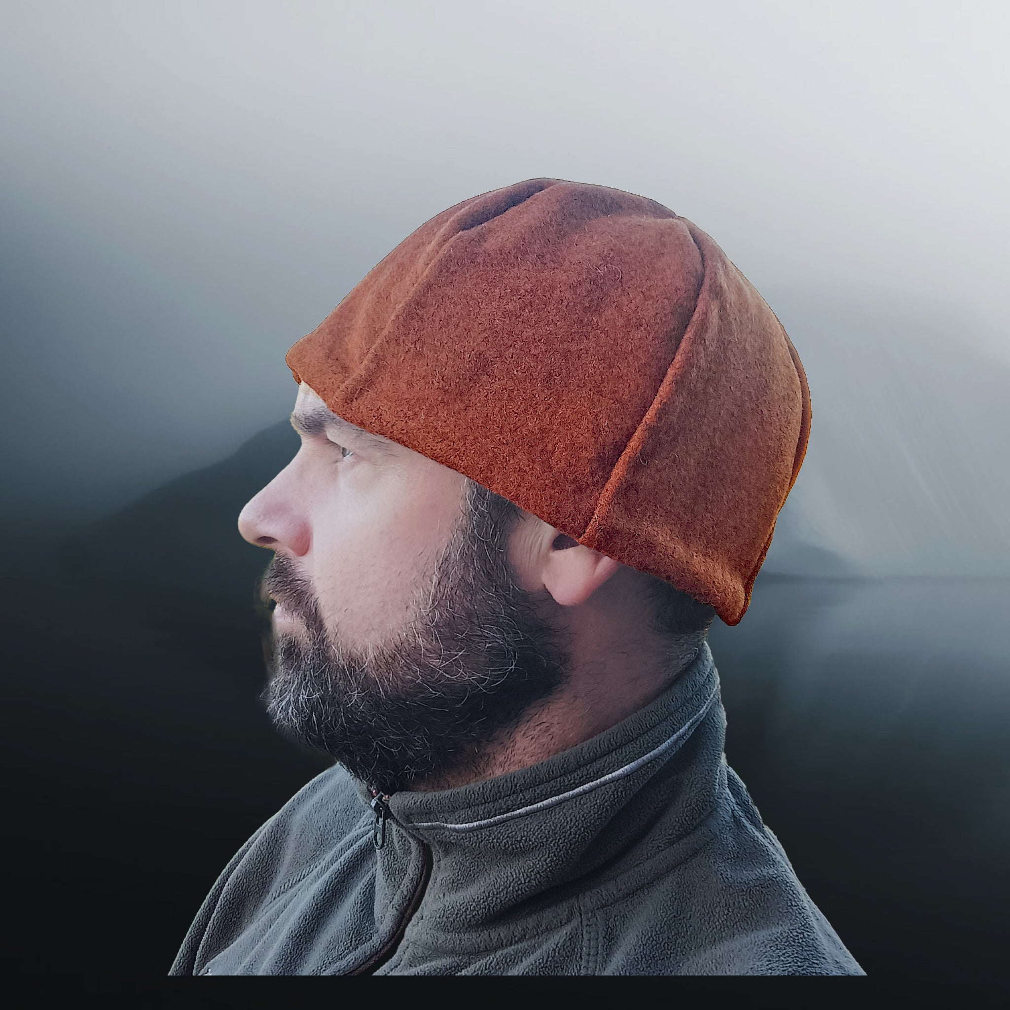 6 Panel Wool Viking Hat from Birka - Rusty Brown