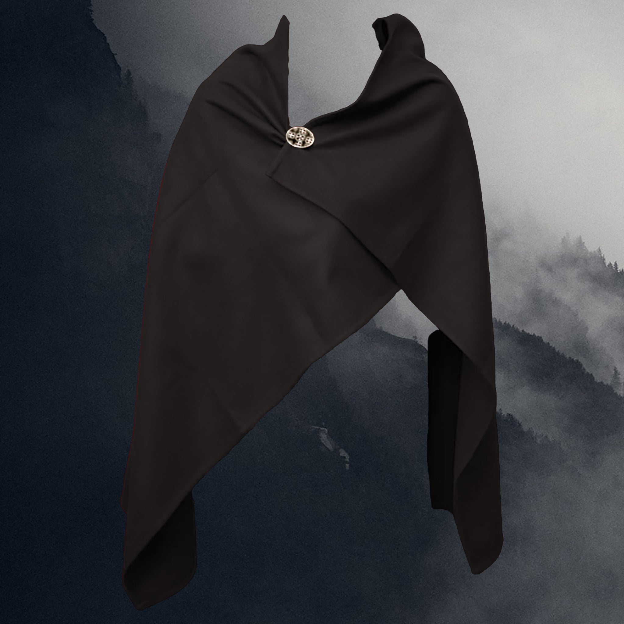 Handmade Wool Viking Cloak - Black