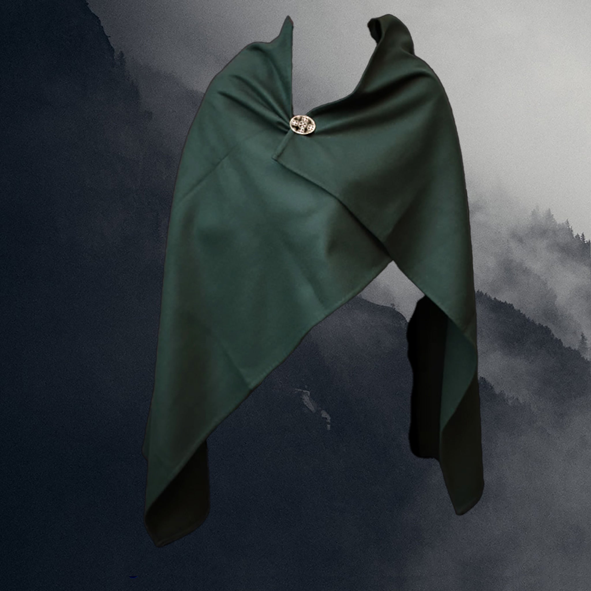 Handmade Wool Viking Cloak - Dark Green