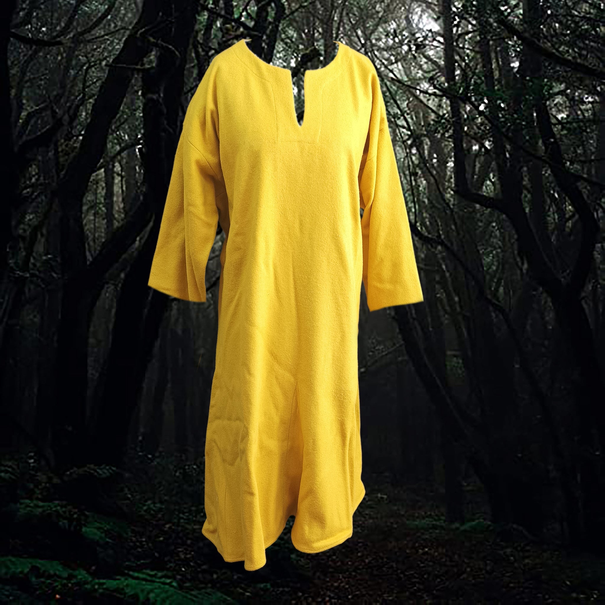 Handmade Wool Women's Viking Dress in Yellow