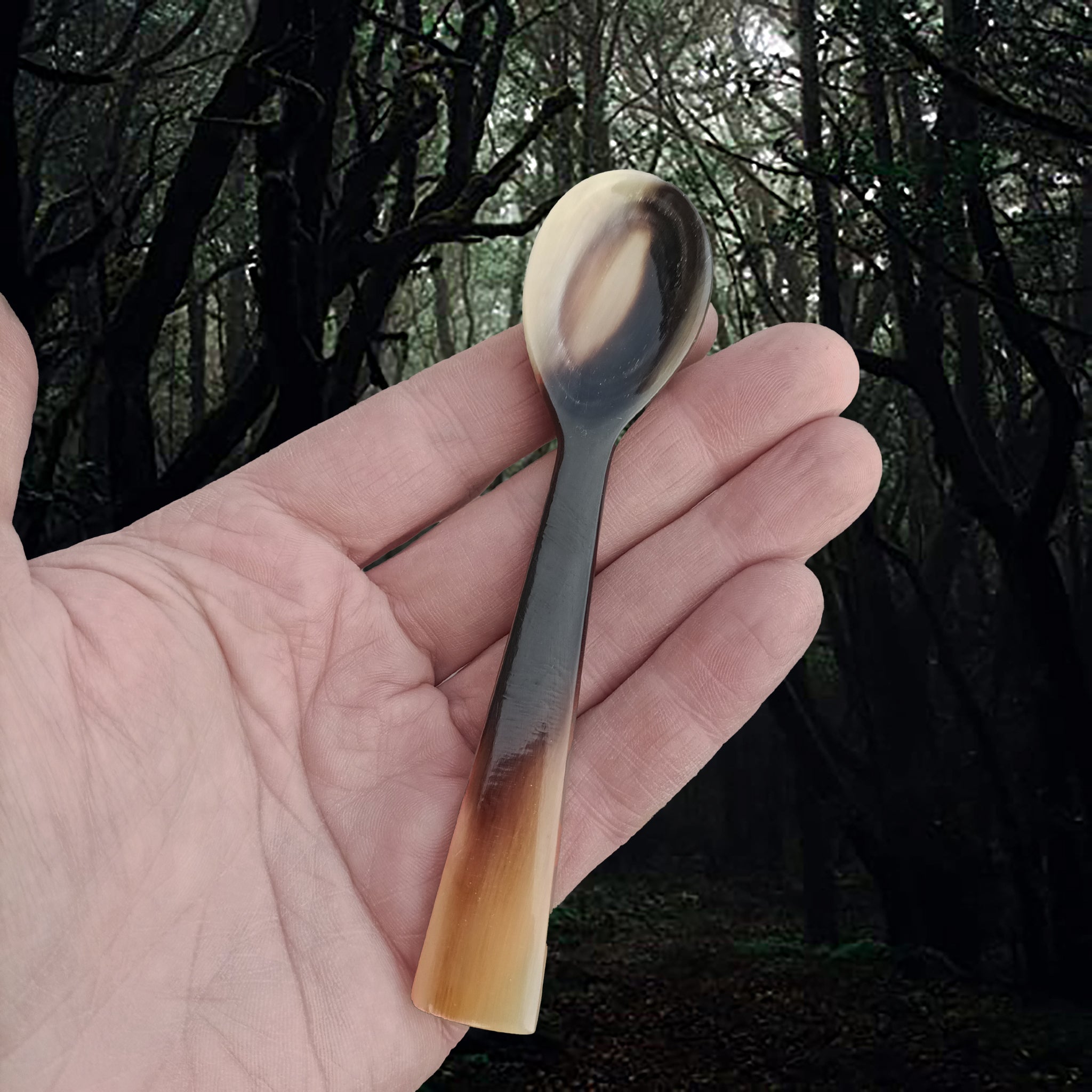 Handmade Horn Egg Spoon on Hand