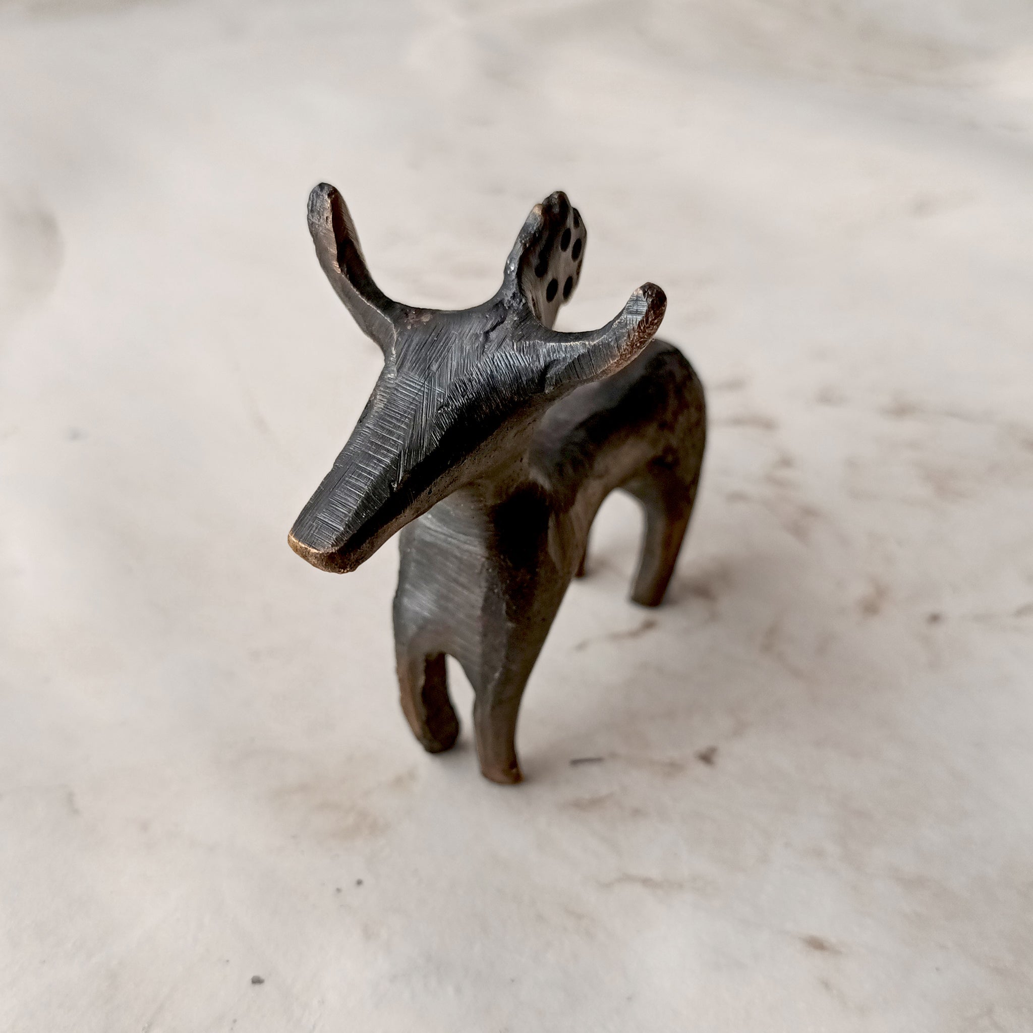 Bronze Age Scandinavian Bronze Bull / Reindeer Animal Statuette - Front Angle View