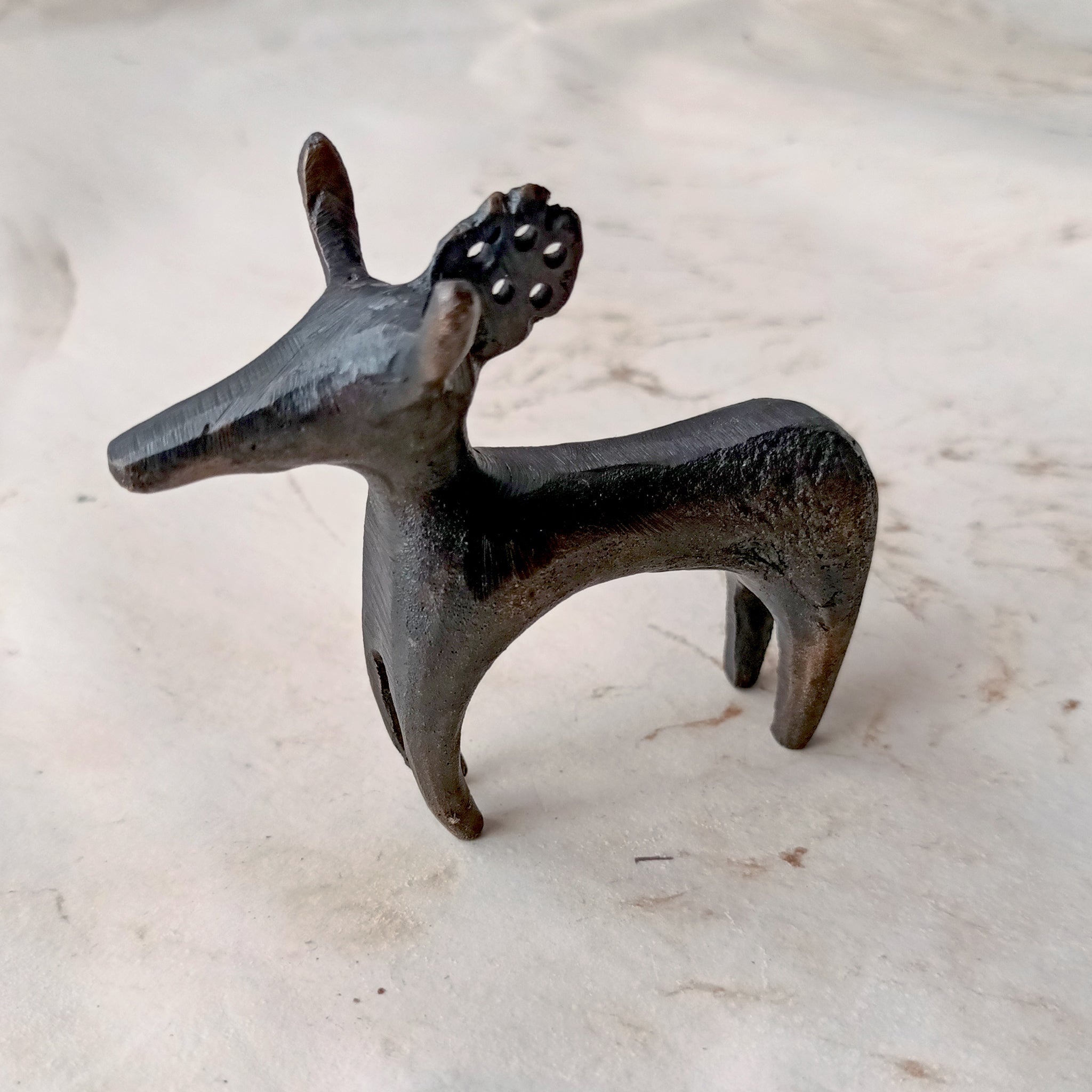 Bronze Age Scandinavian Bronze Bull / Reindeer Animal Statuette - Side View