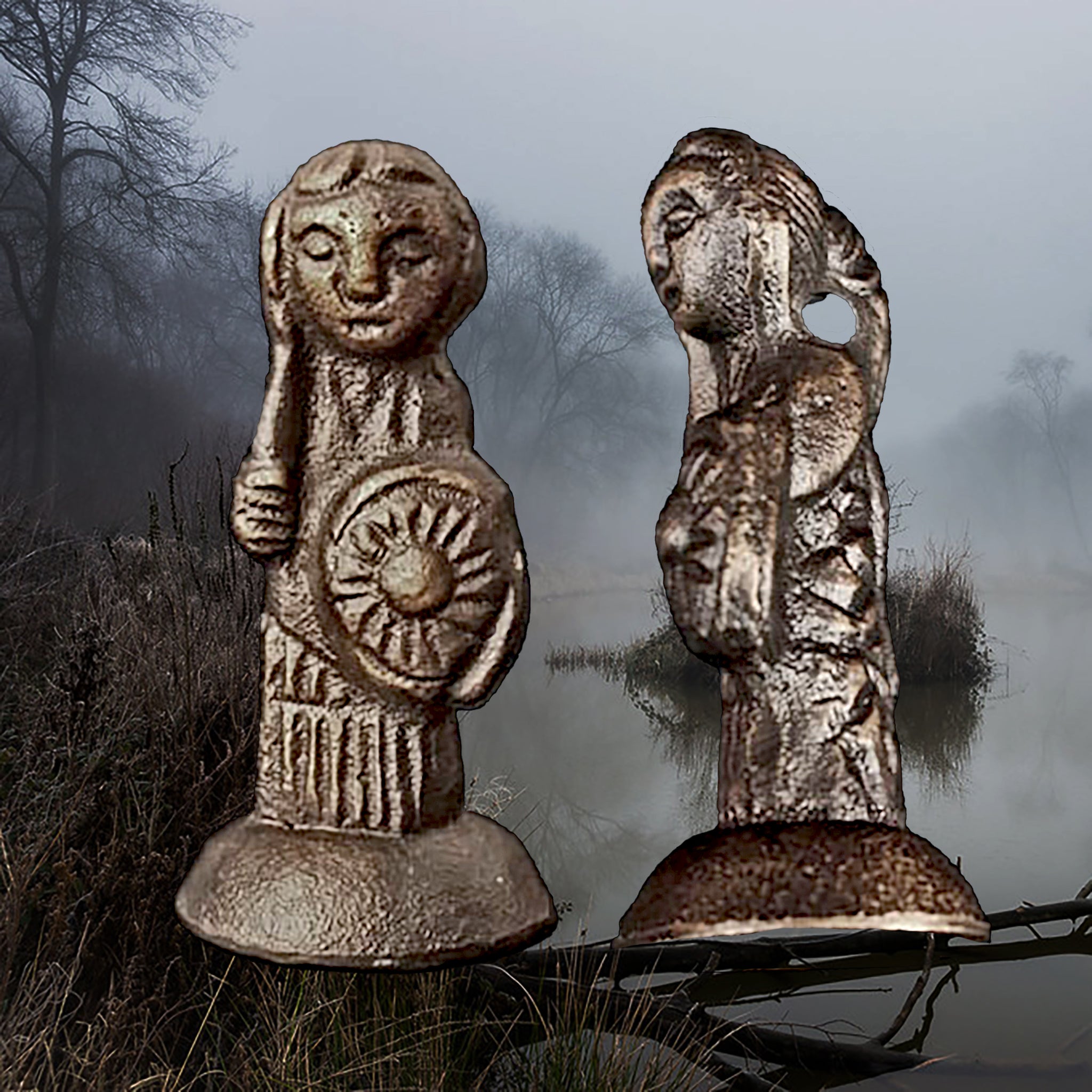 Bronze Valkyrie Statuette - Front and Side Views