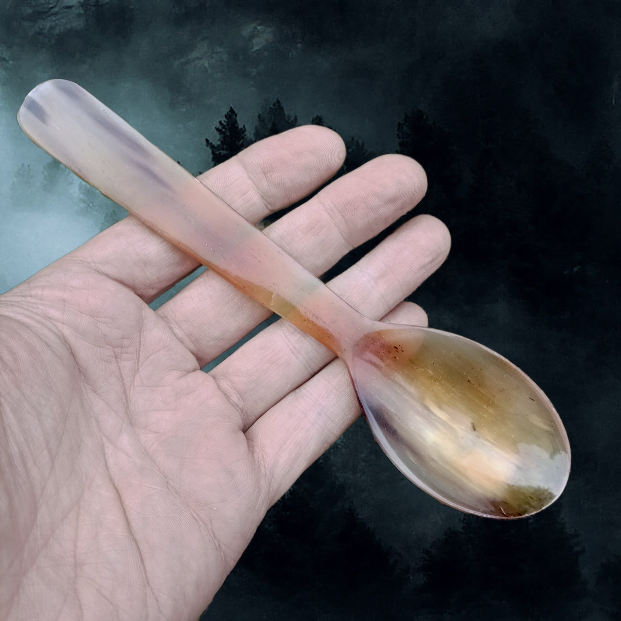 Large horn spoon for Viking / Medieval feasting in Hand