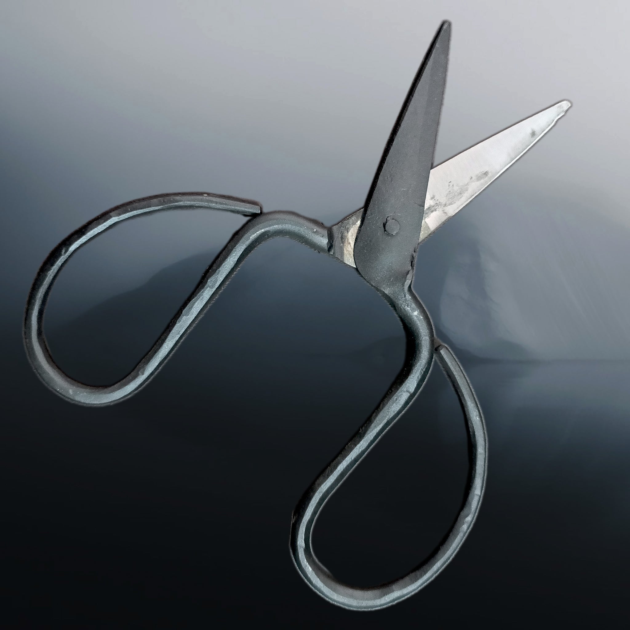 Hand-Forged Replica Medieval Iron Scissors - Opened