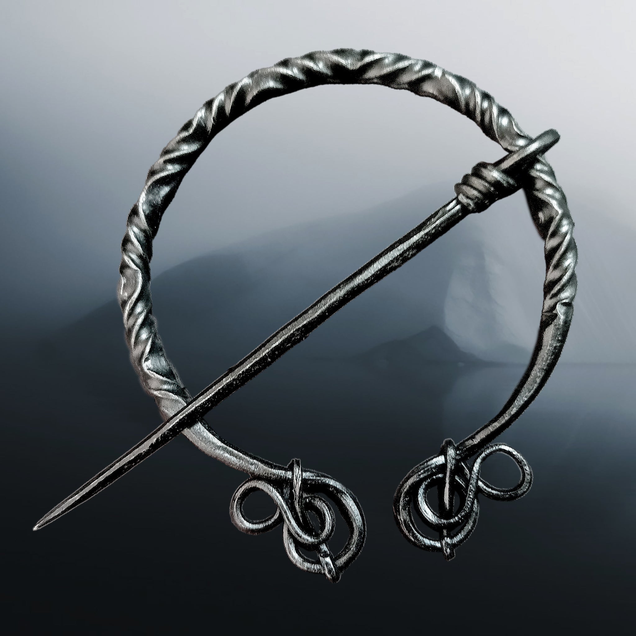 Large Decorated Iron Viking Cloak Pin from Birka