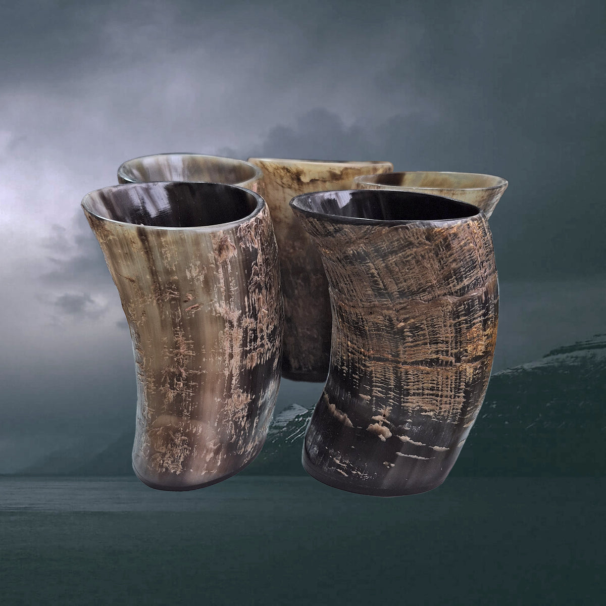 Handmade Rustic Horn Mead / Wine / Beer Cup Replica with Resin Base Examples