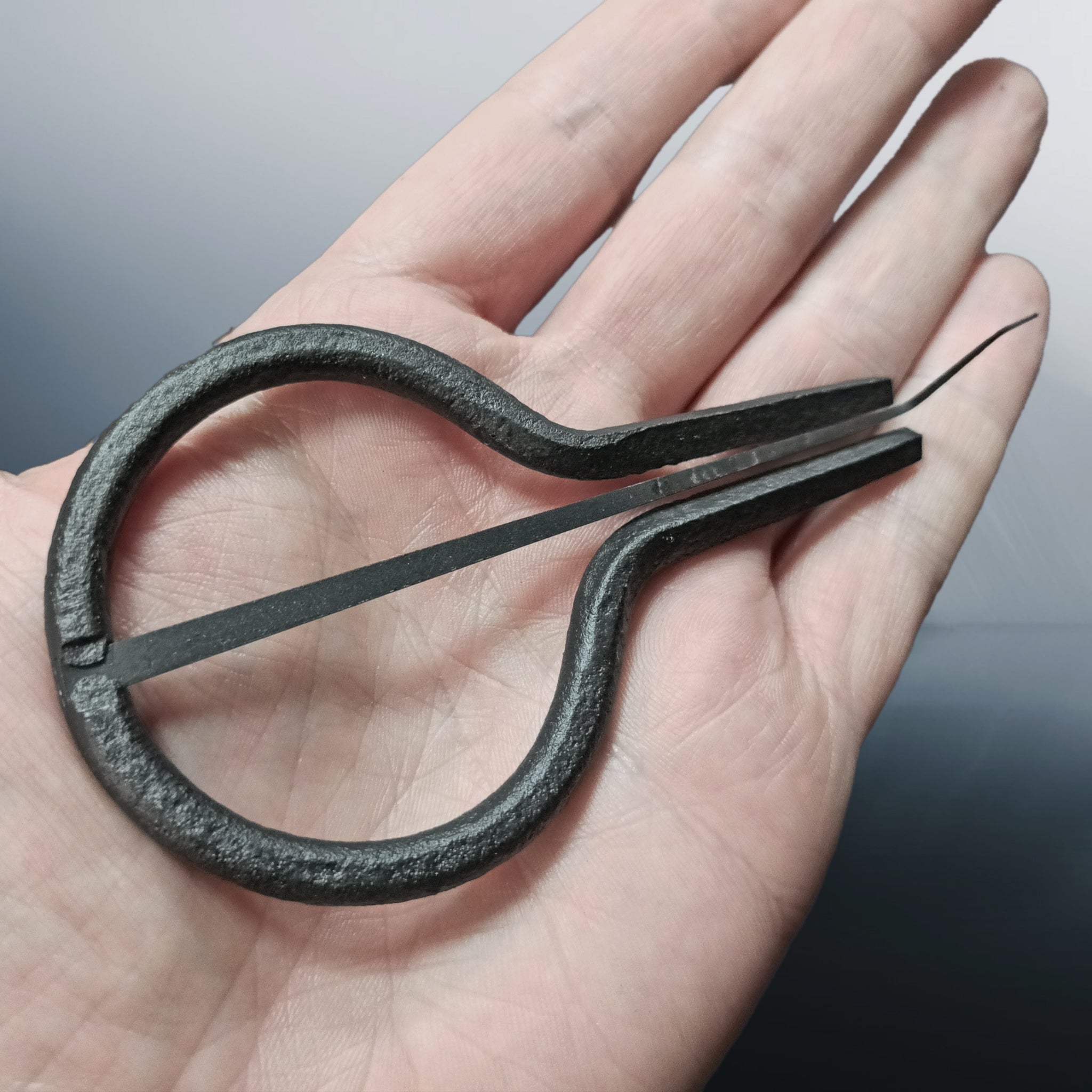 Large Hand-Forged Replica Viking Age Steel Mouth Harp on Hand