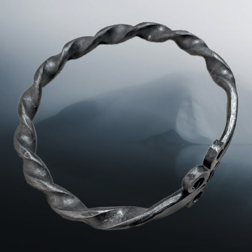 Twisted Iron Viking Bracelet / Arm Ring - Above Angle View