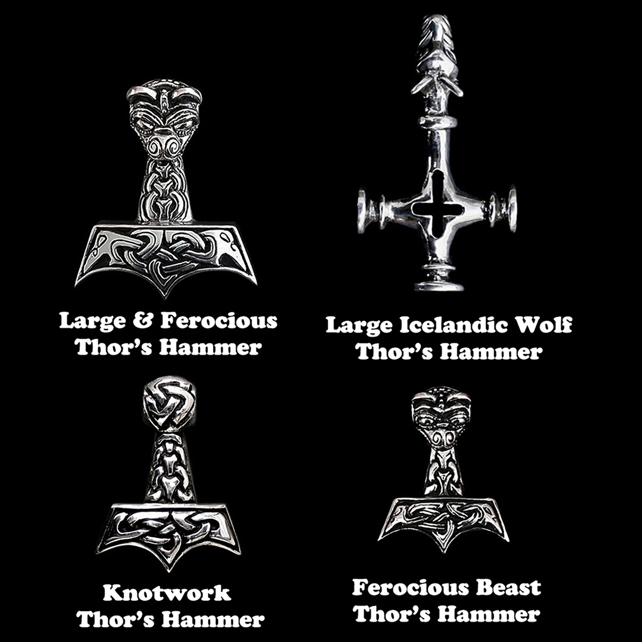 Sterling Silver Thor's Hammer Selection for Silver Viking Necklaces