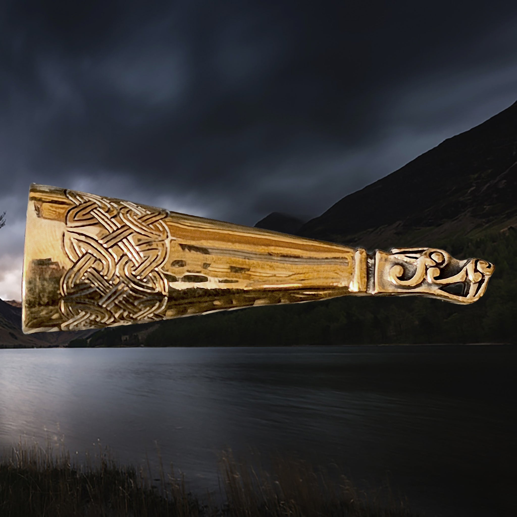 Bronze Viking Drinking Horn Finial with Gotlandic Dragon Head