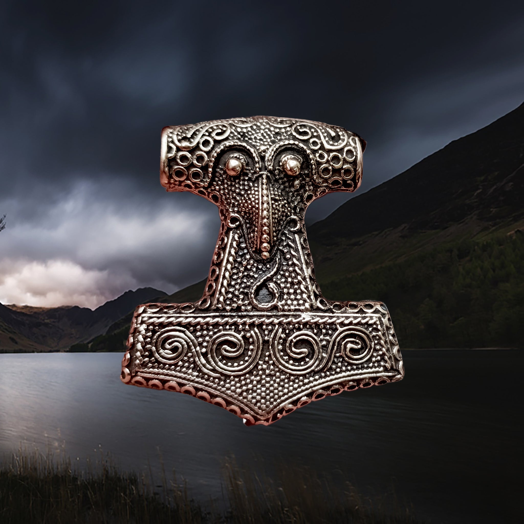 Large Bronze Skåne Thors Hammer Pendant