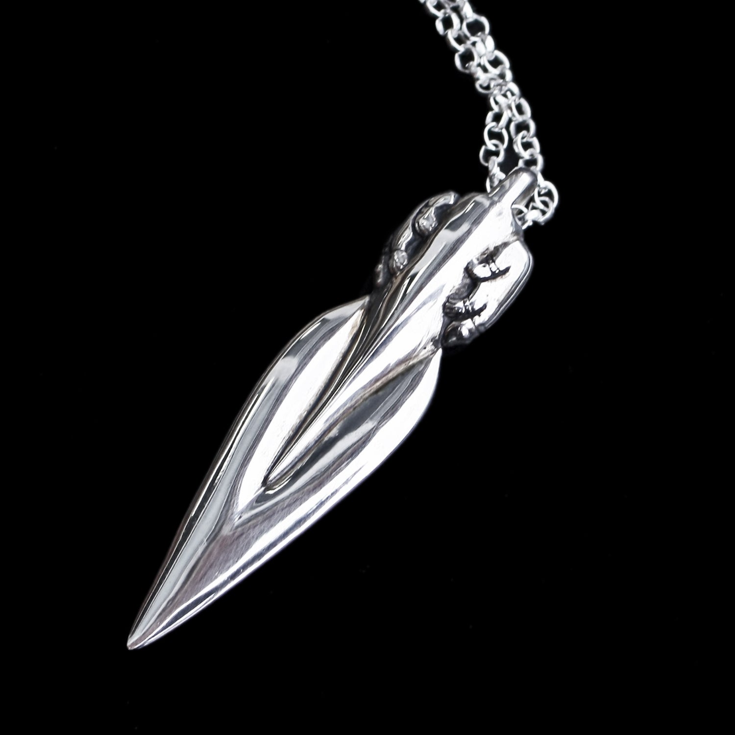 Large Viking Bear Spear Pendant - Silver on Silver Anchor Chain