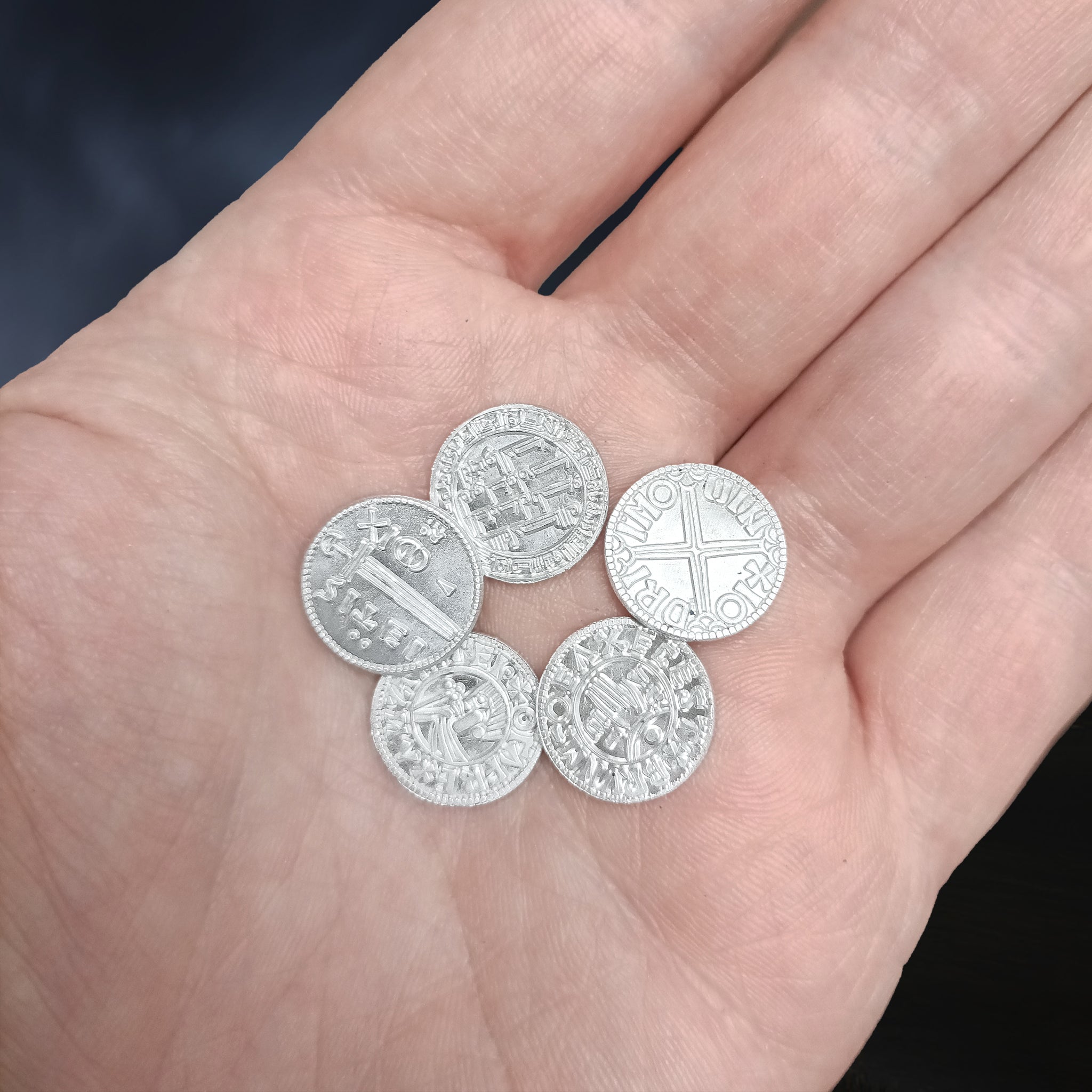 Assorted Replica Viking / Saxon Coins in Hand x 5