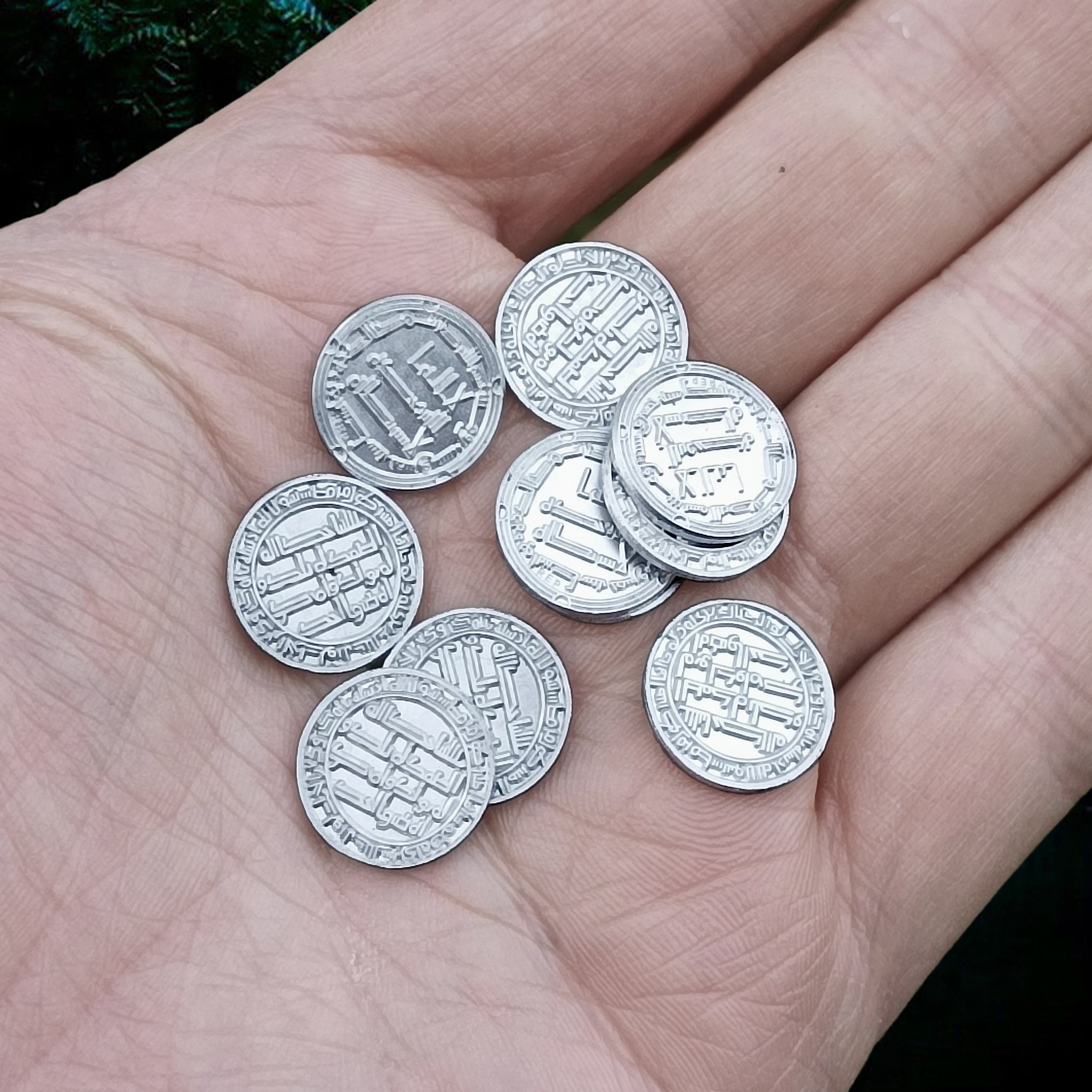 Replica Coins x 10 in hand, from the Isle of Skye - 10th Century Scotland, UK