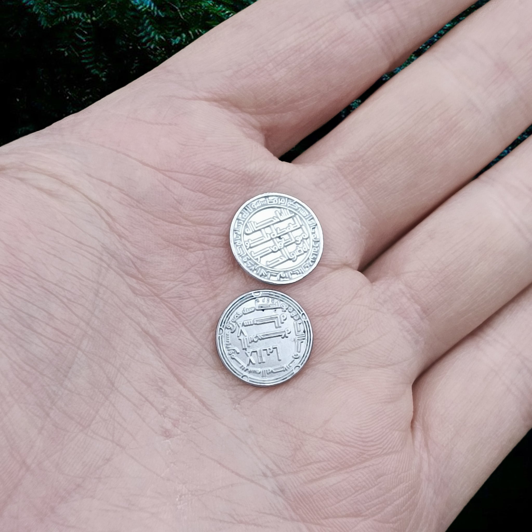 Replica Coins x 2 in hand, from the Isle of Skye - 10th Century Scotland, UK