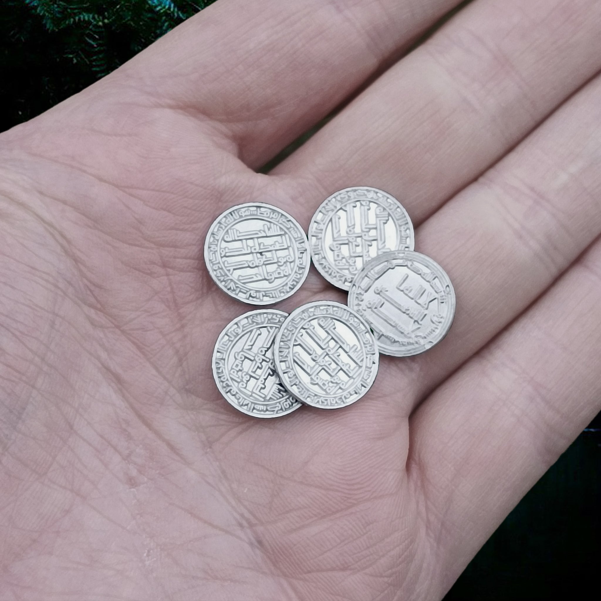 Replica Coins x 5 in hand, from the Isle of Skye - 10th Century Scotland, UK