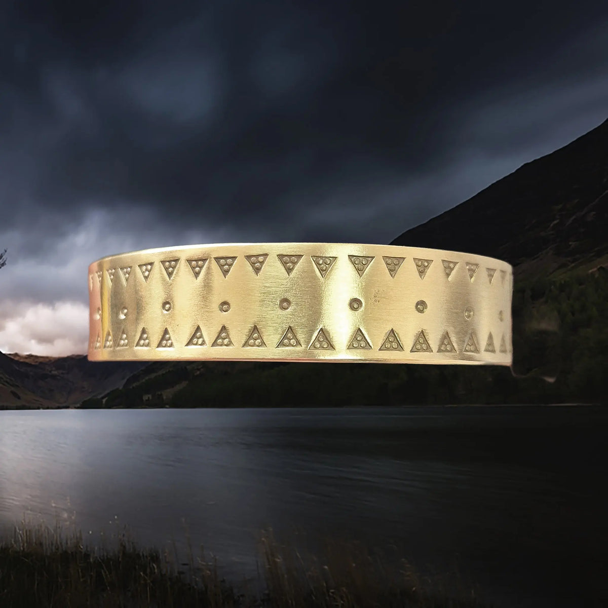 Brass Replica Viking Bracelet from Birka with Embossed Design