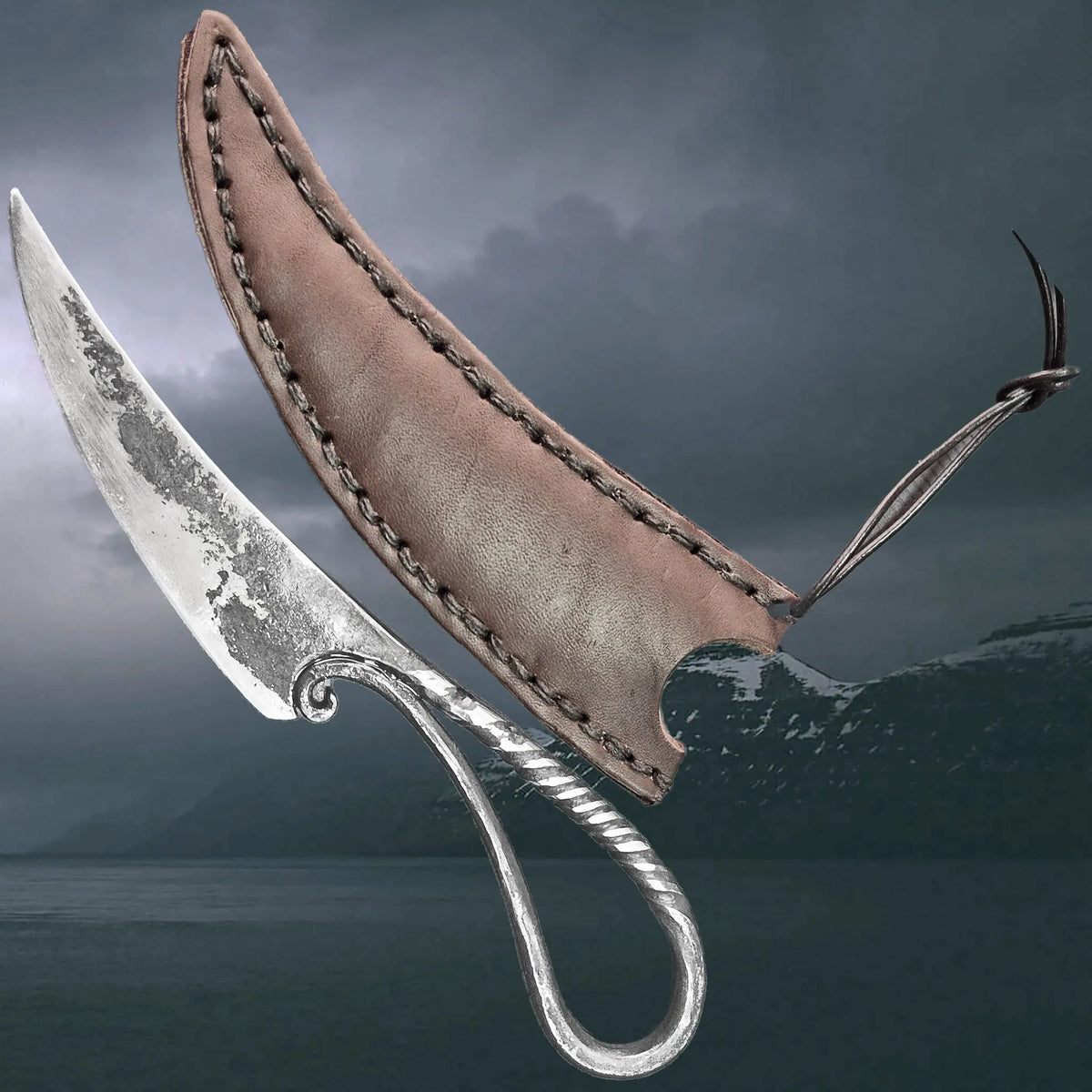 Authentic Hand-Forged Replica Iron Age Woman's Knife with Handmade Leather Sheath