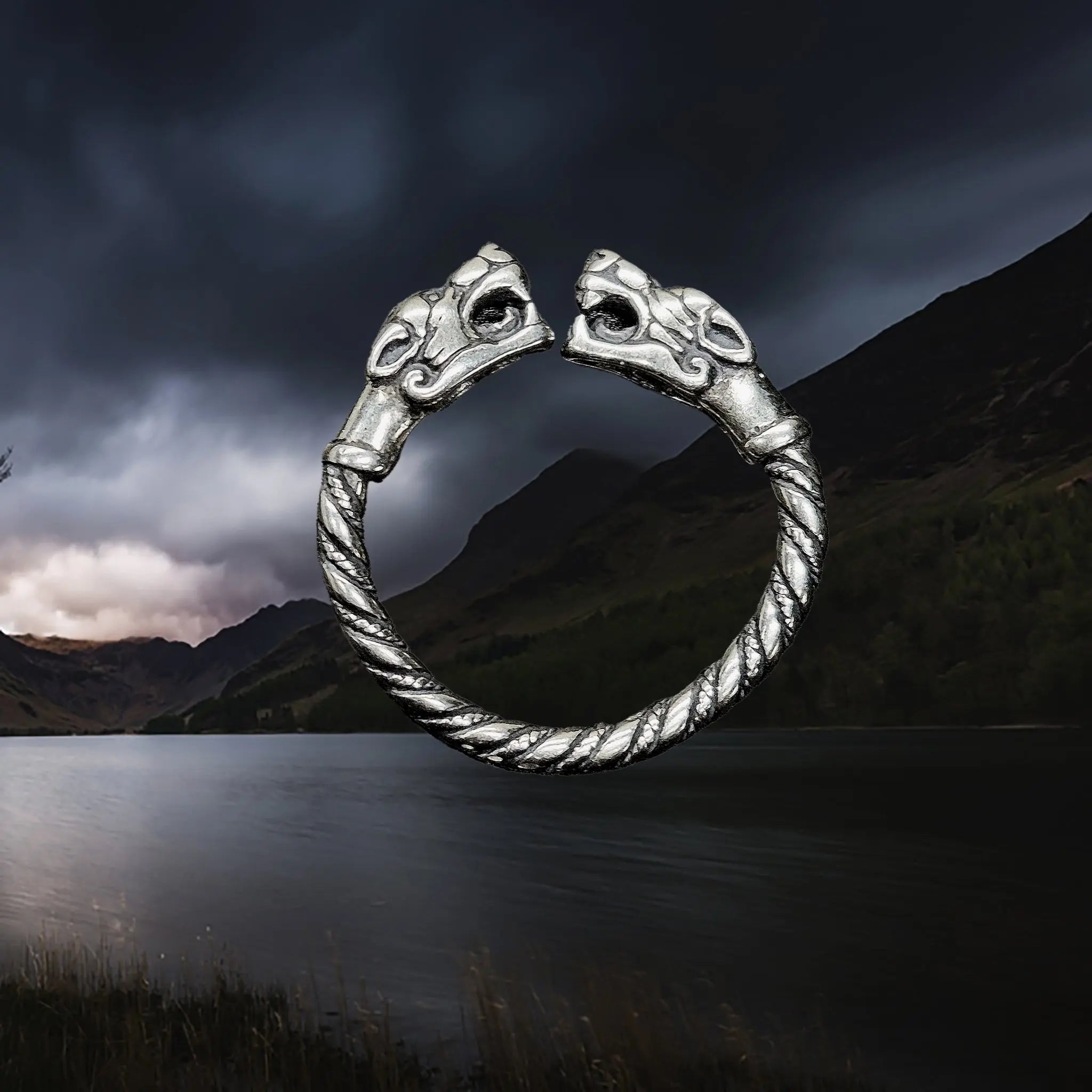 Silver Twisted Ferocious Wolves Ring - Viking Jewelry