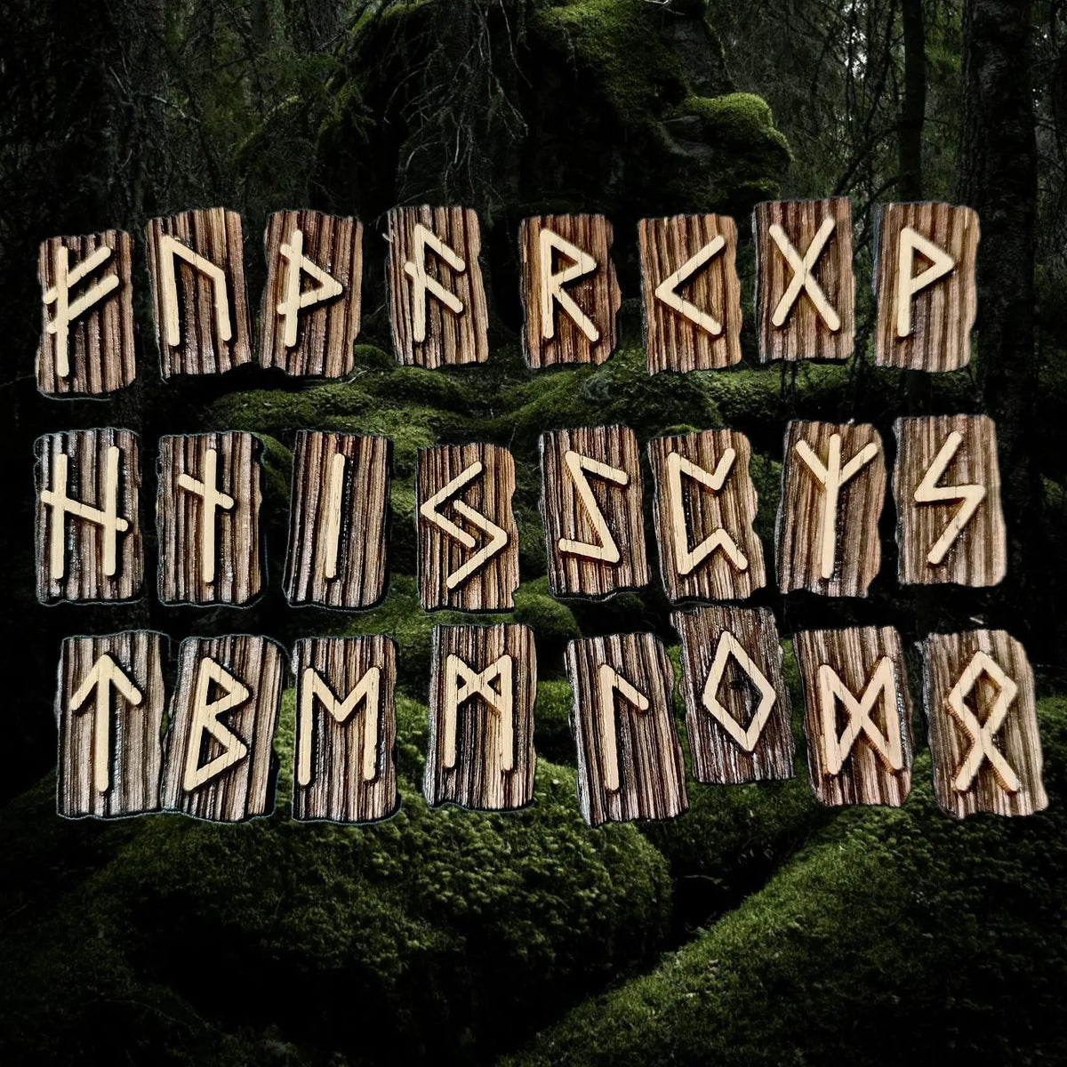 Elder Futhark Wooden Rune Set in Leather Pouch - The Viking Dragon