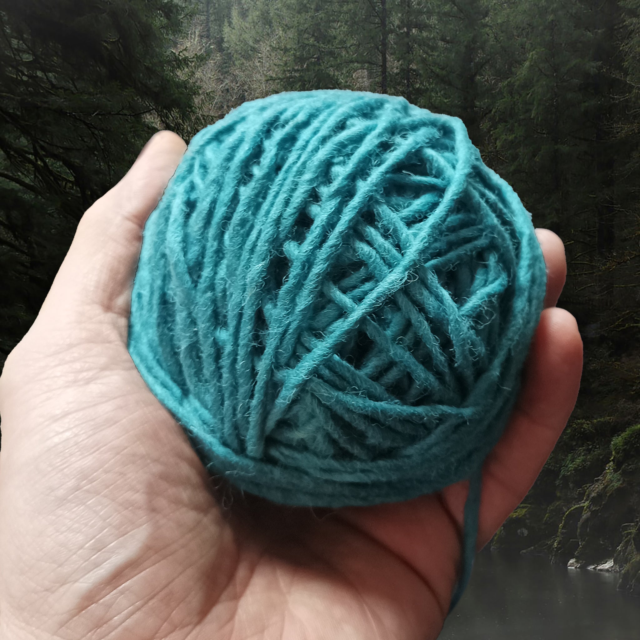 teal Blue Shetland Wool Yarn Balls for Nalbinding and Tablet Weaving in Hand